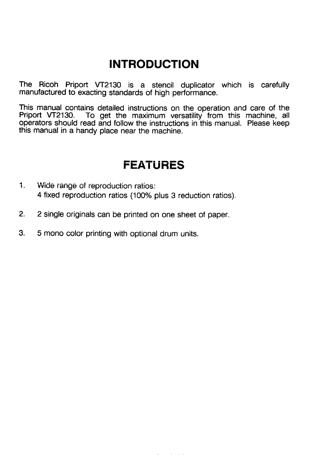 Ricoh PRIPORT VT2130 manual Introduction 