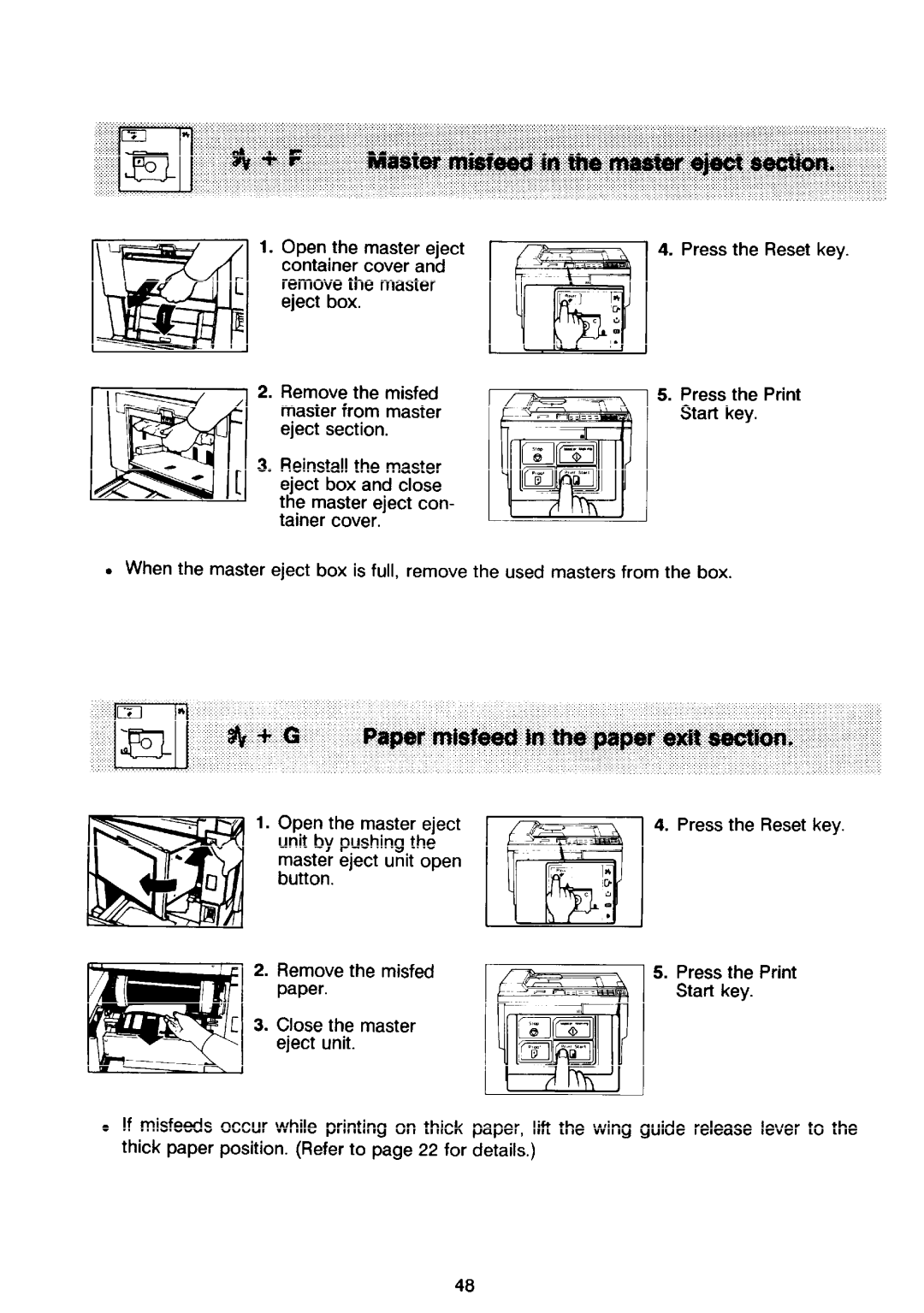 Ricoh PRIPORT VT2130 manual Remove the misfed master from master eject section 