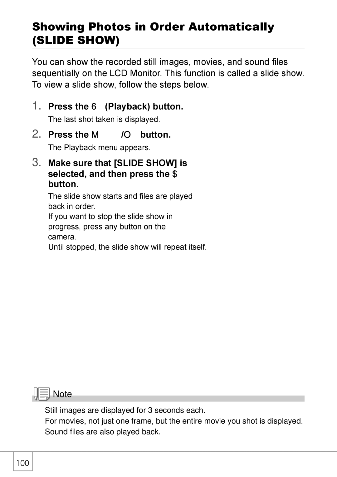 Ricoh R 3 manual Showing Photos in Order Automatically, Slide Show 