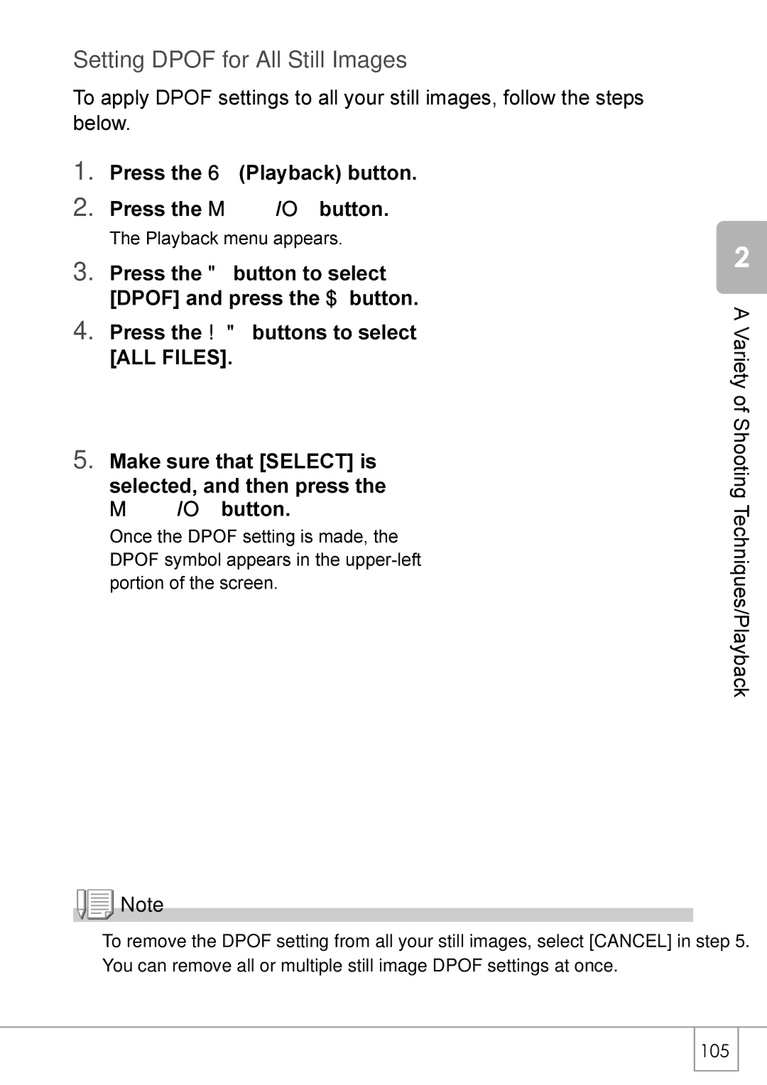 Ricoh R 3 manual Setting Dpof for All Still Images, Press the 6 Playback button Press the M/O button 