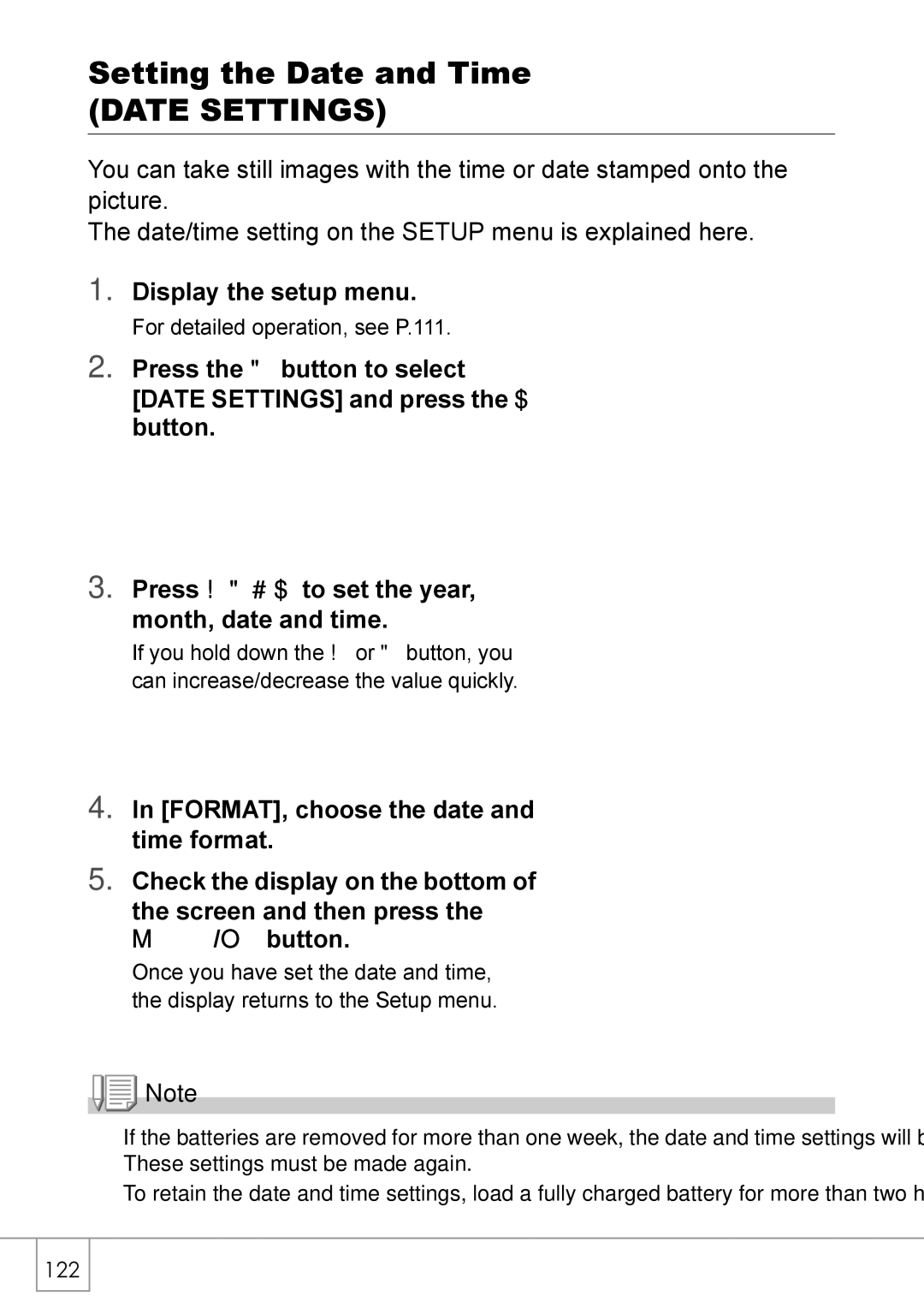 Ricoh R 3 manual Setting the Date and Time, Date Settings 