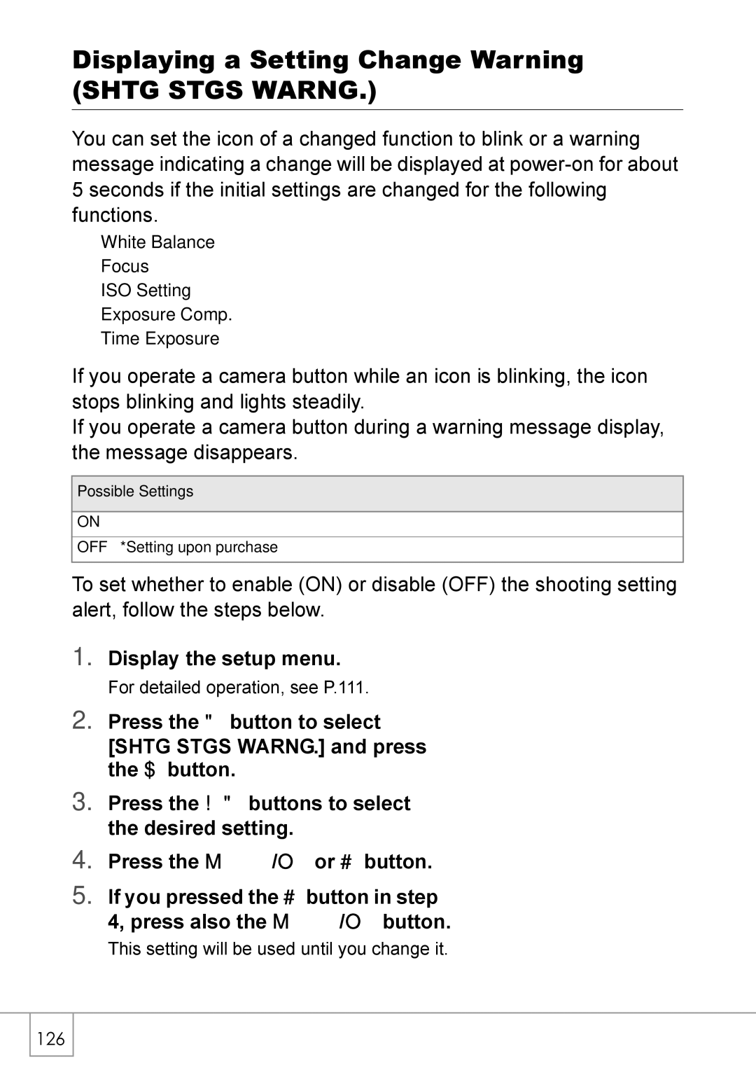 Ricoh R 3 manual Displaying a Setting Change Warning, Shtg Stgs Warng 