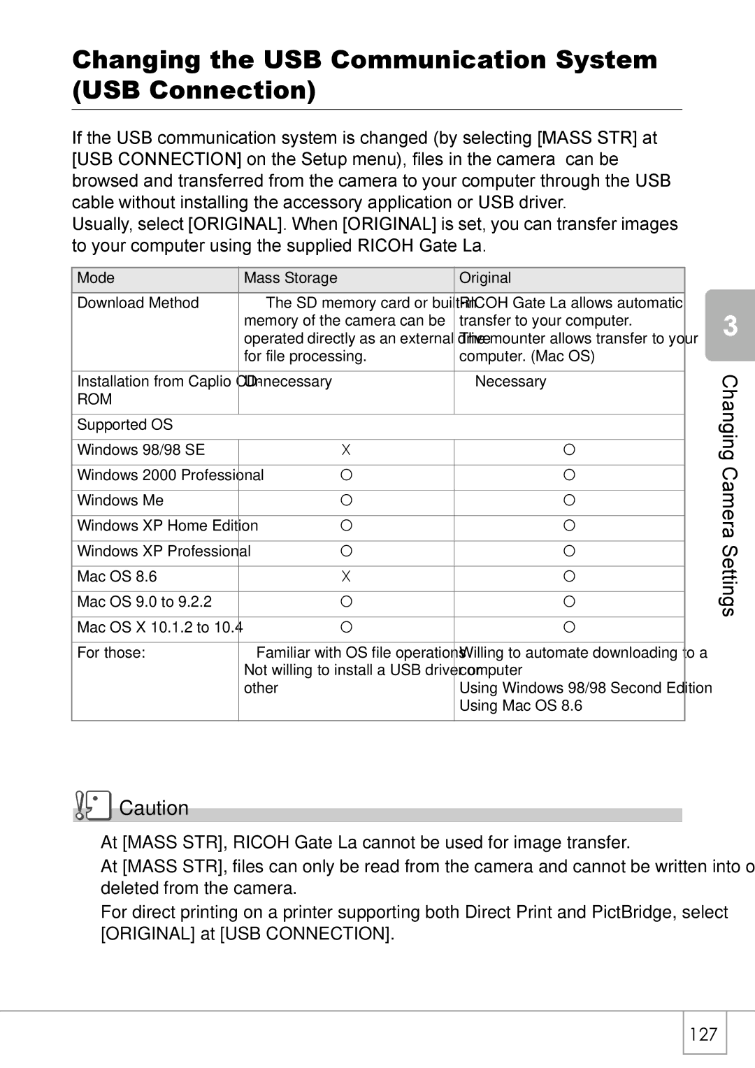 Ricoh R 3 manual Changing the USB Communication System USB Connection, Rom 