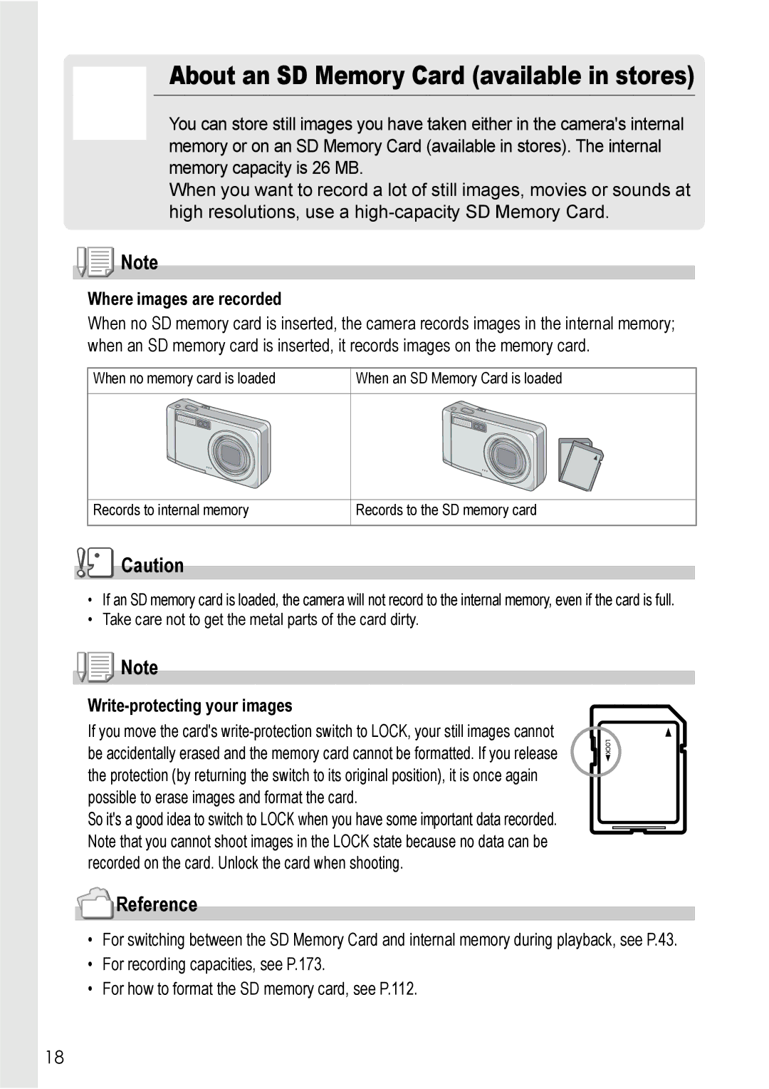 Ricoh R 3 manual About an SD Memory Card available in stores, Where images are recorded, Write-protecting your images 