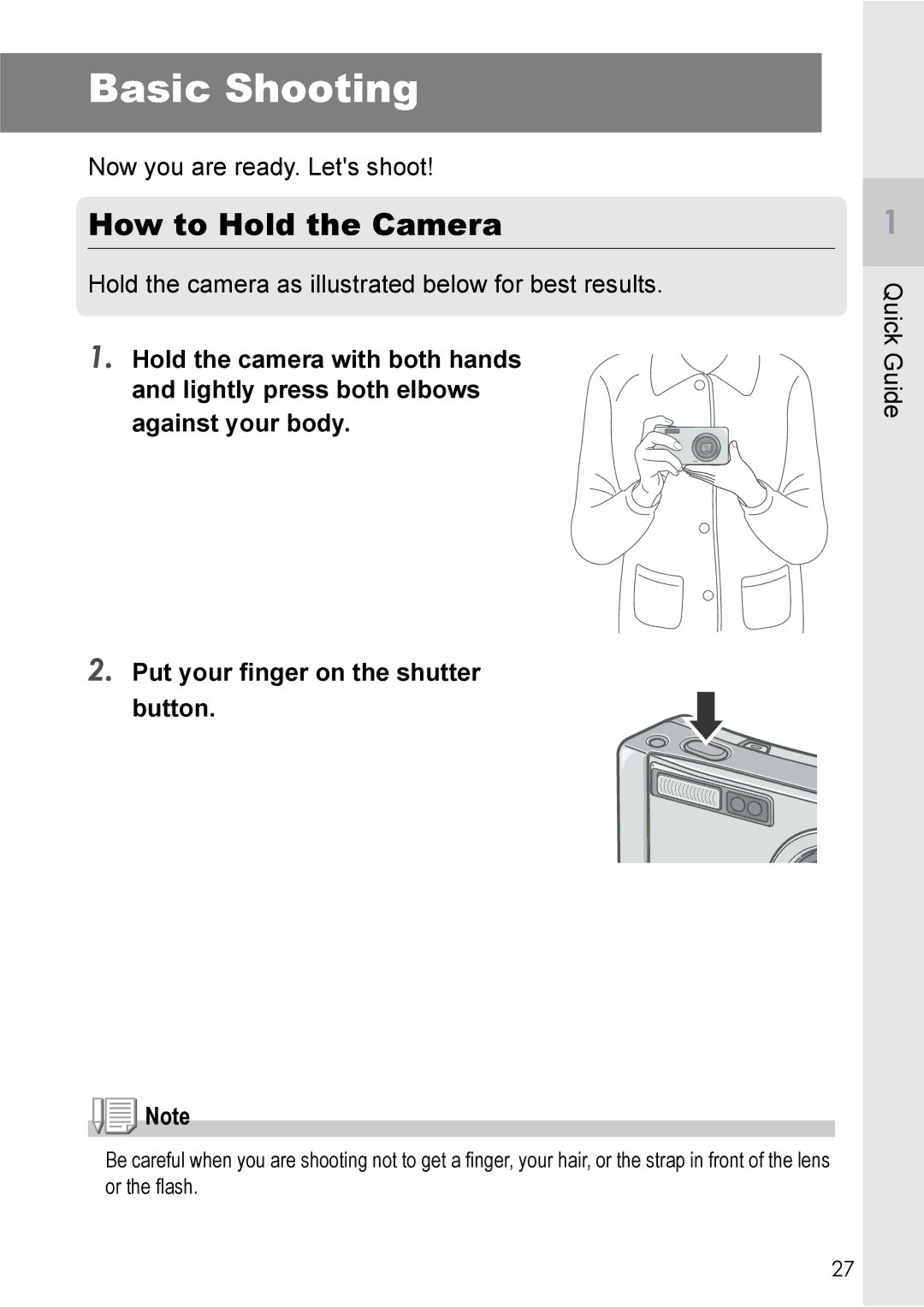 Ricoh R 3 manual Basic Shooting, How to Hold the Camera 