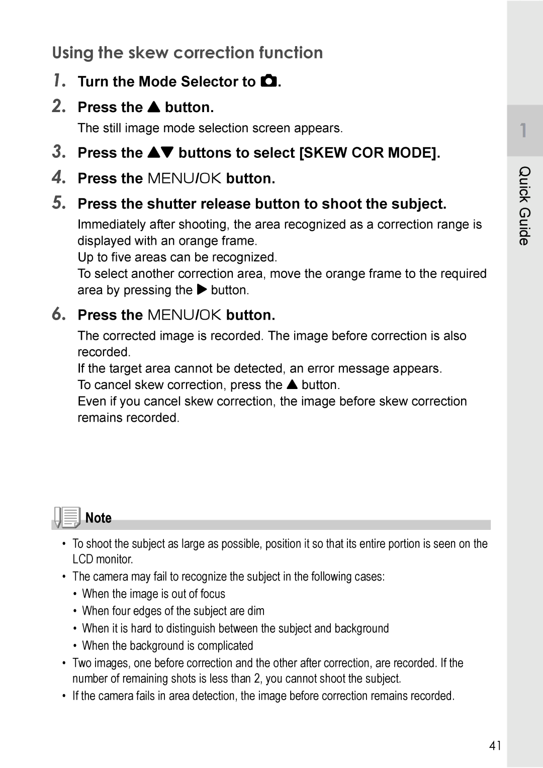 Ricoh R 3 manual Using the skew correction function, Turn the Mode Selector to Press the ! button 