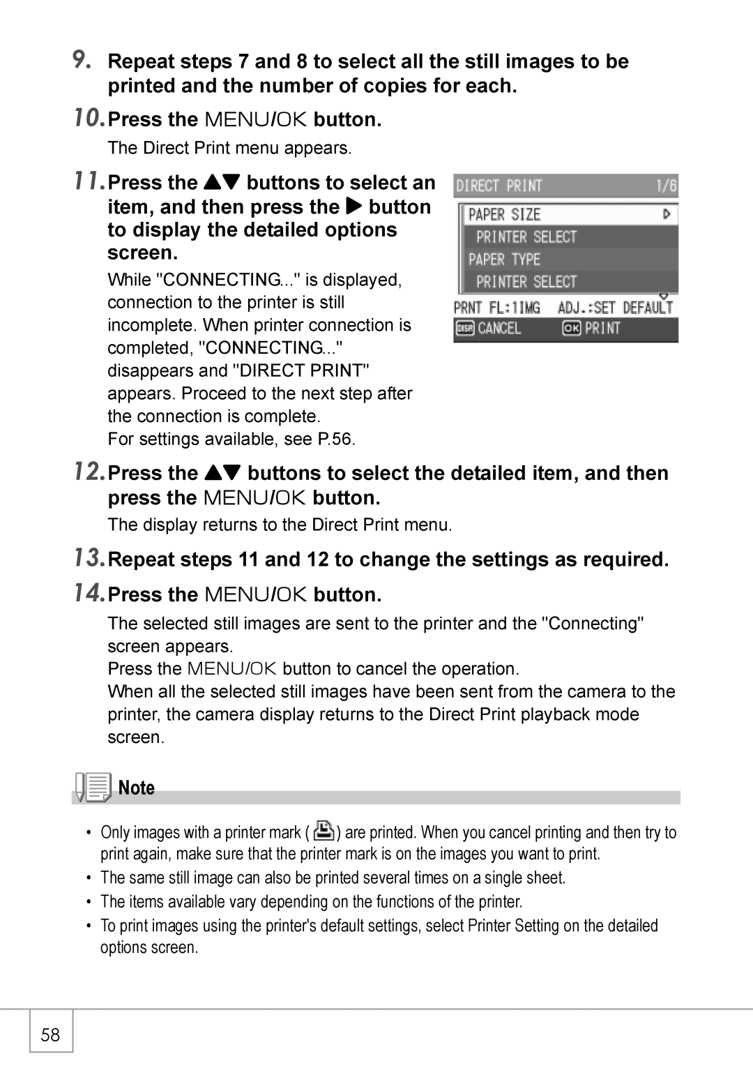 Ricoh R 3 manual Direct Print menu appears 