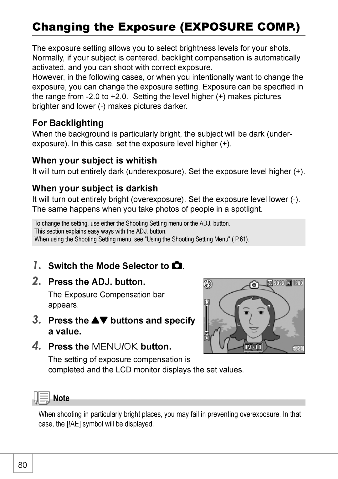 Ricoh R 3 manual Changing the Exposure Exposure Comp 