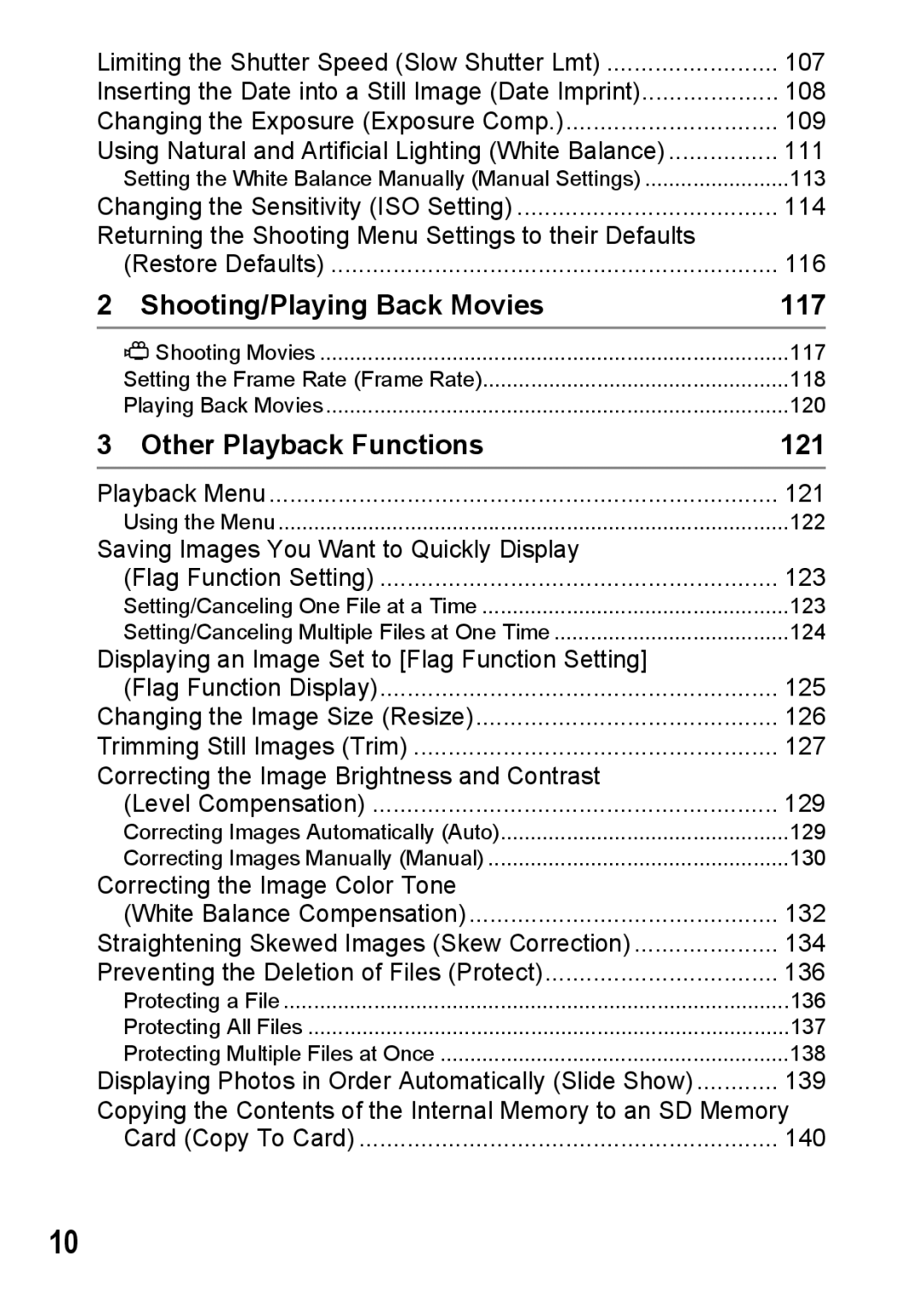 Ricoh R10 manual Shooting/Playing Back Movies, Other Playback Functions, 117, 121 