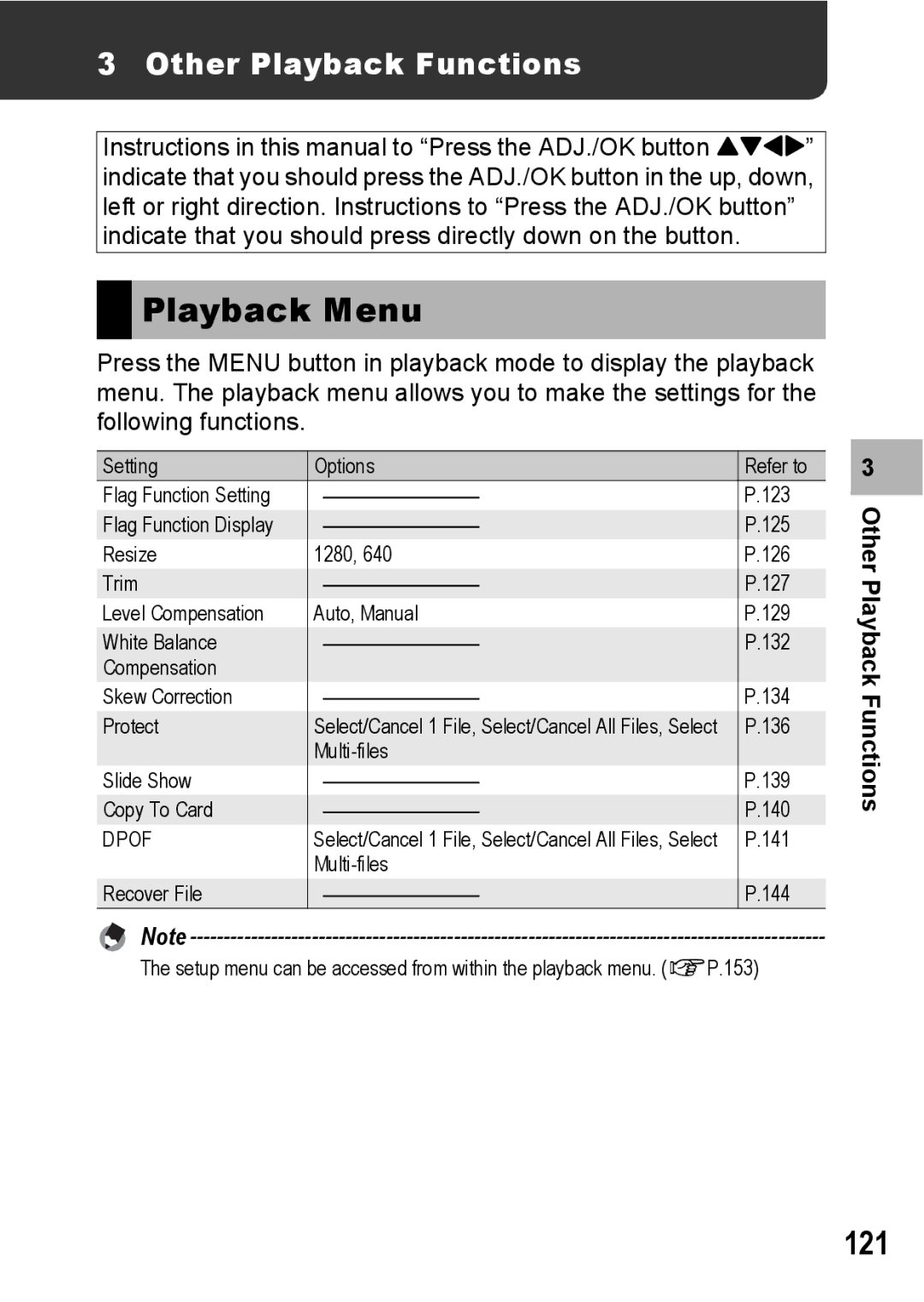 Ricoh R10 manual Playback Menu, 121, Other Playback Functions 