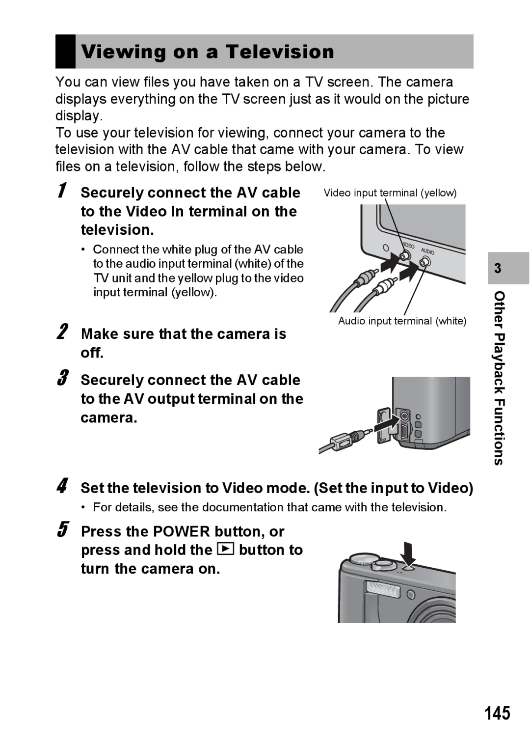 Ricoh R10 manual Viewing on a Television, 145 