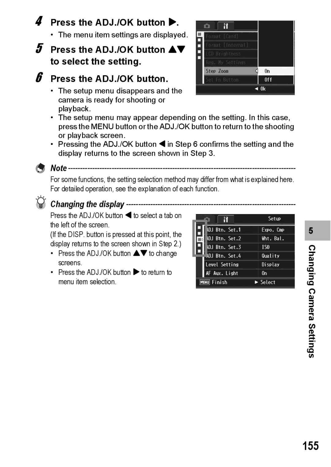 Ricoh R10 manual 155, Changing the display 