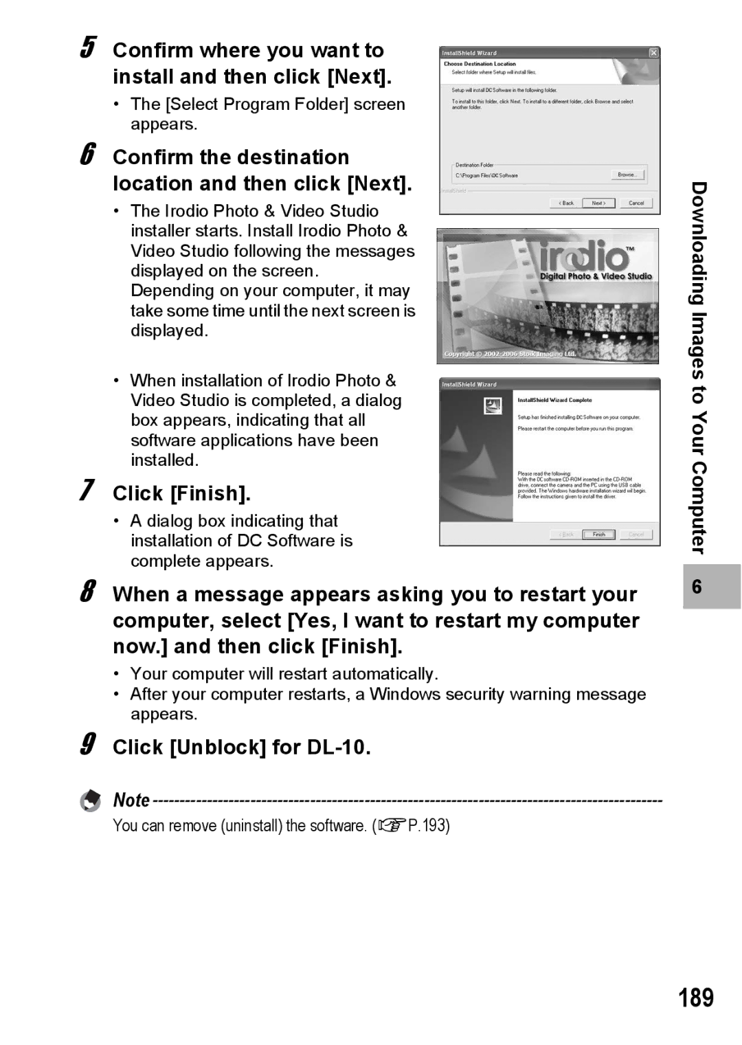 Ricoh R10 189, Confirm where you want to install and then click Next, Confirm the destination location and then click Next 