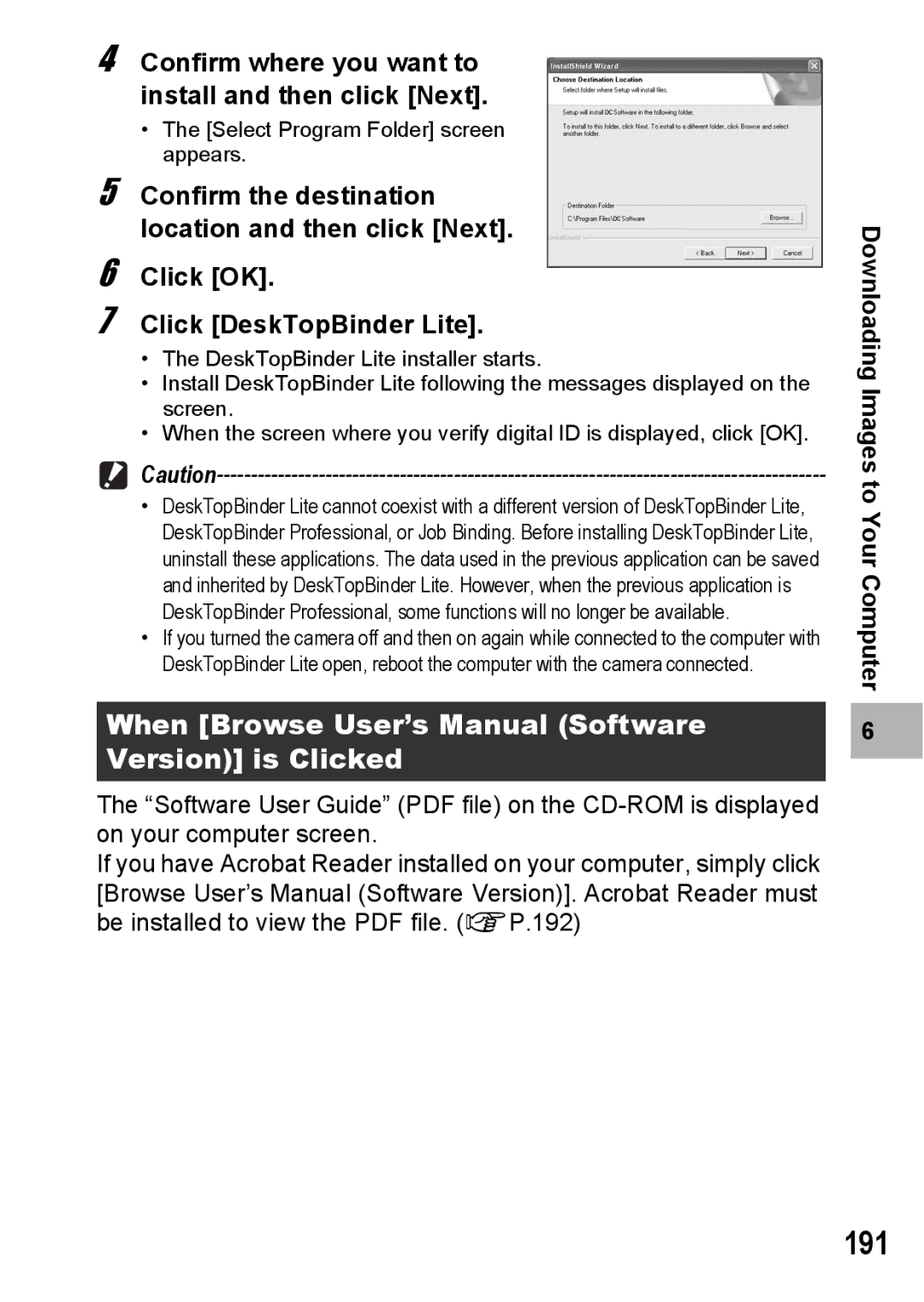 Ricoh R10 manual 191, When Browse User’s Manual Software Version is Clicked 