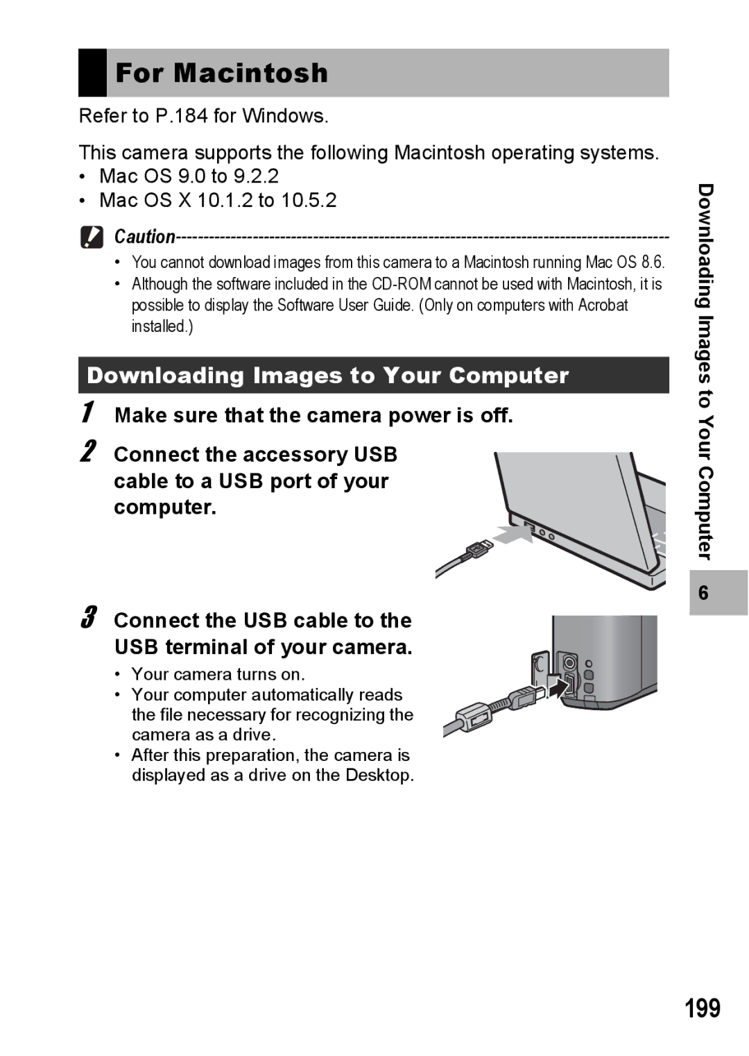 Ricoh R10 manual For Macintosh, 199, Downloading Images to Your Computer 