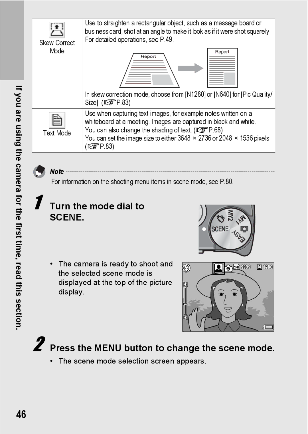 Ricoh R10 manual Turn the mode dial to, Press the Menu button to change the scene mode 