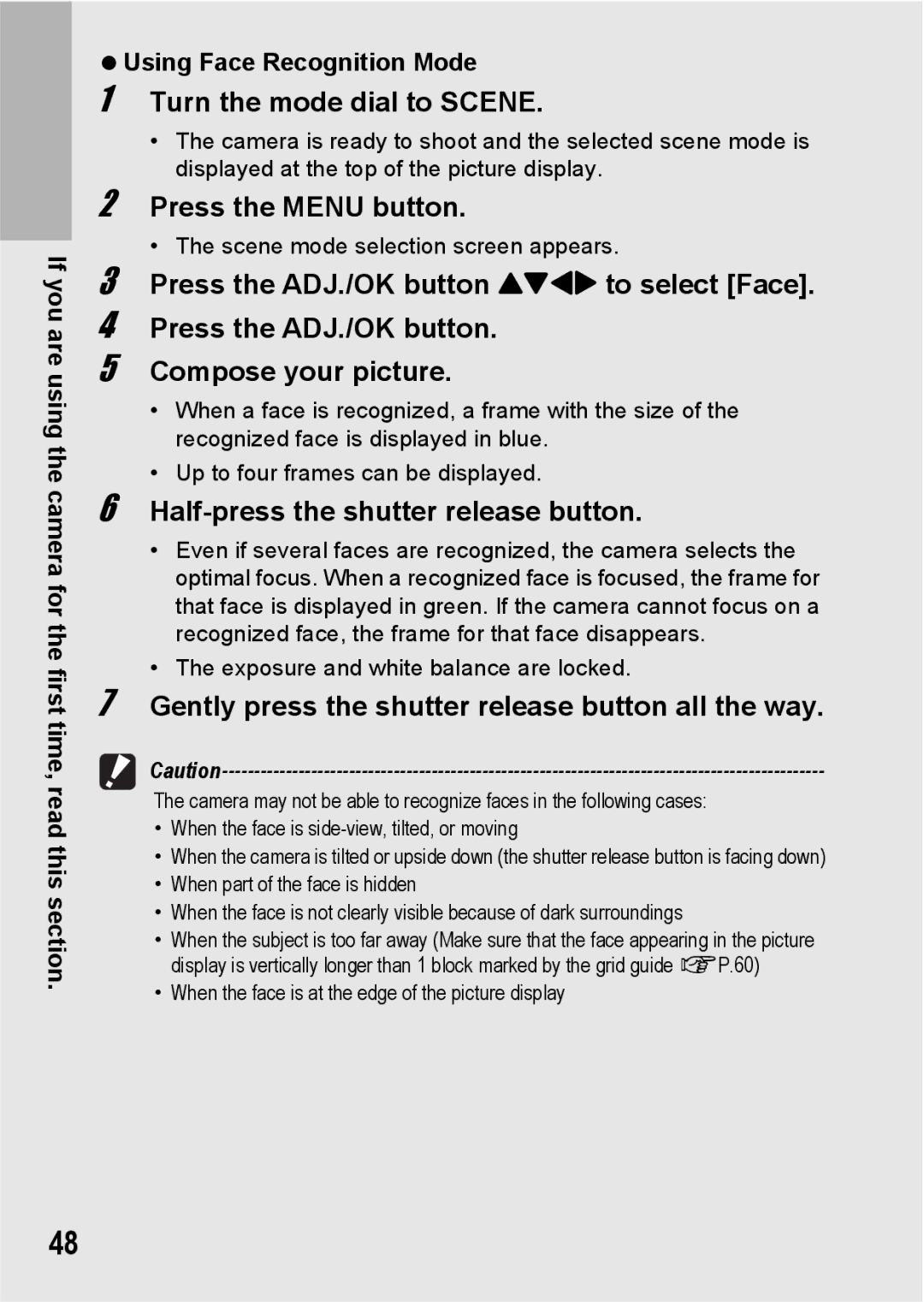 Ricoh R10 manual Turn the mode dial to Scene, Press the Menu button, Half-press the shutter release button 