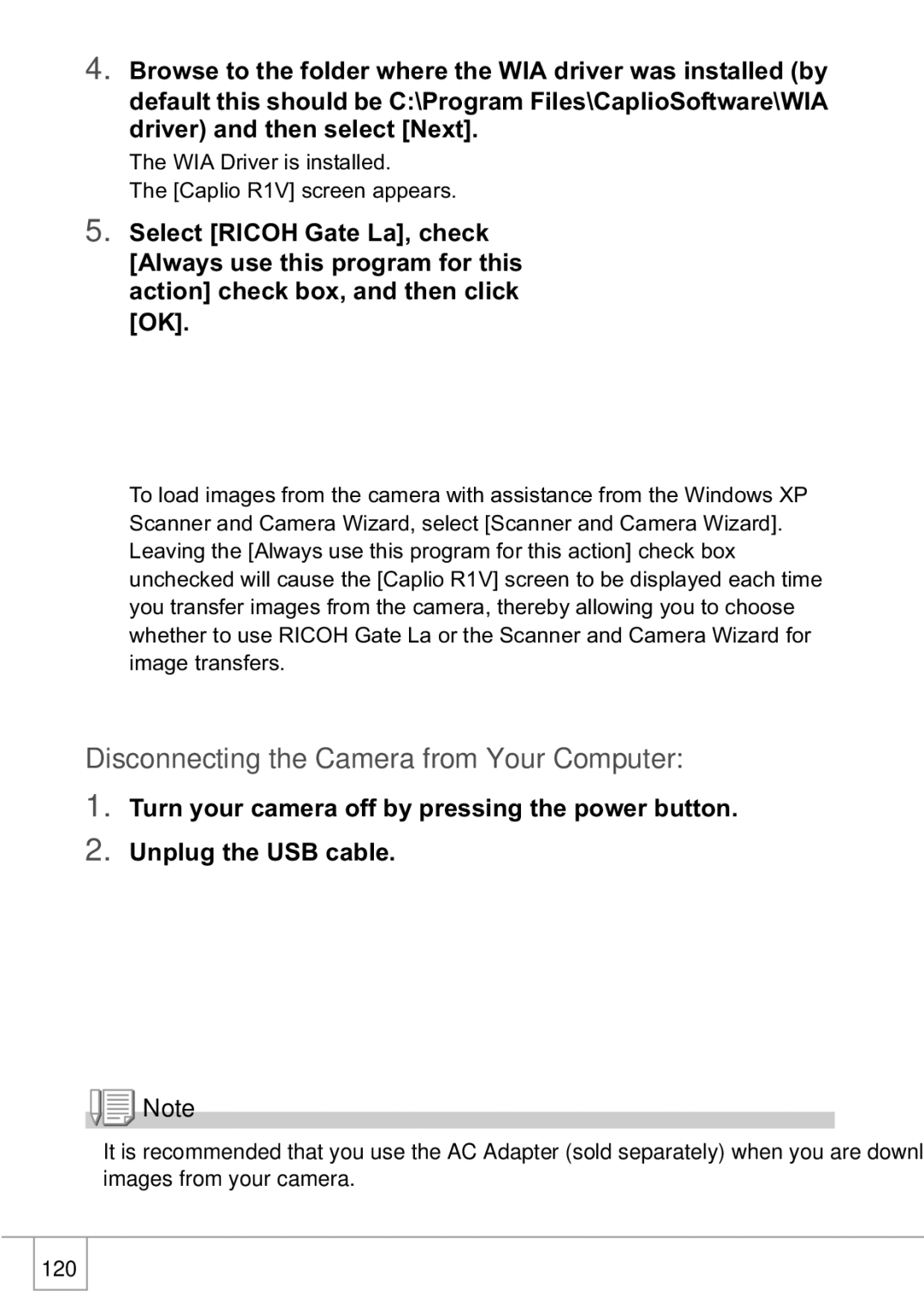 Ricoh R1v manual Disconnecting the Camera from Your Computer 