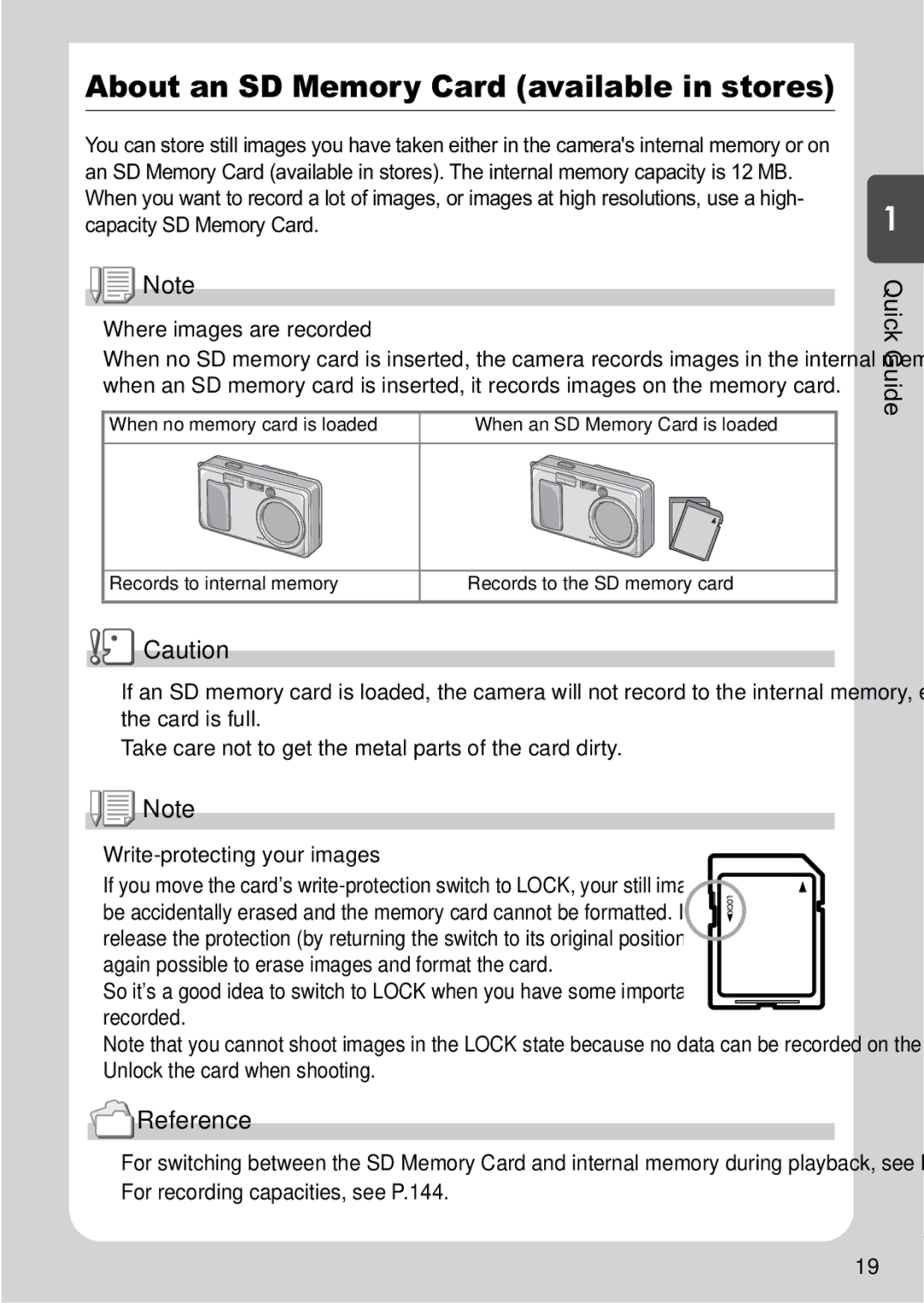 Ricoh R1v manual About an SD Memory Card available in stores, Where images are recorded, Write-protecting your images 