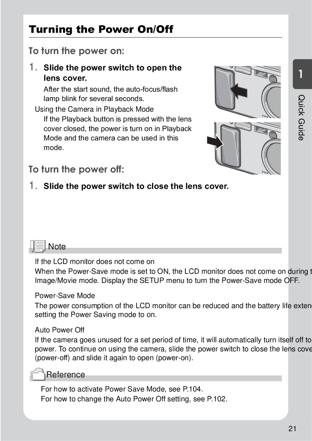 Ricoh R1v manual Turning the Power On/Off, To turn the power on, To turn the power off 