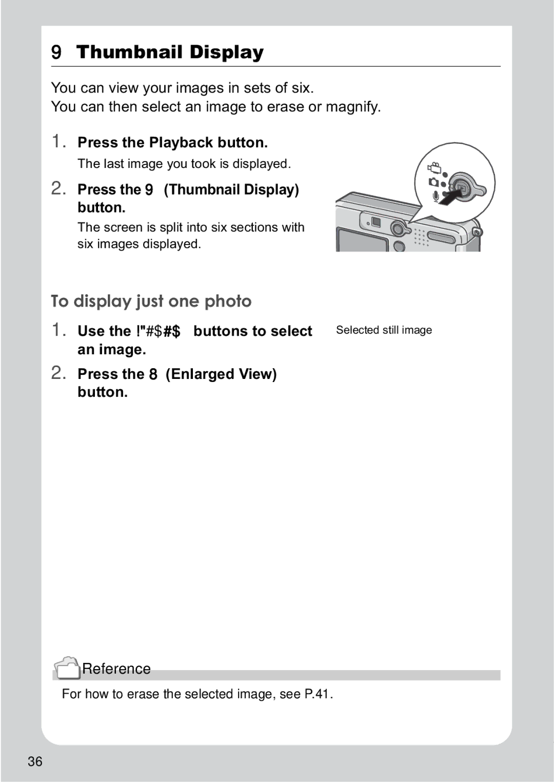 Ricoh R1v manual To display just one photo, Press the 9 Thumbnail Display button 