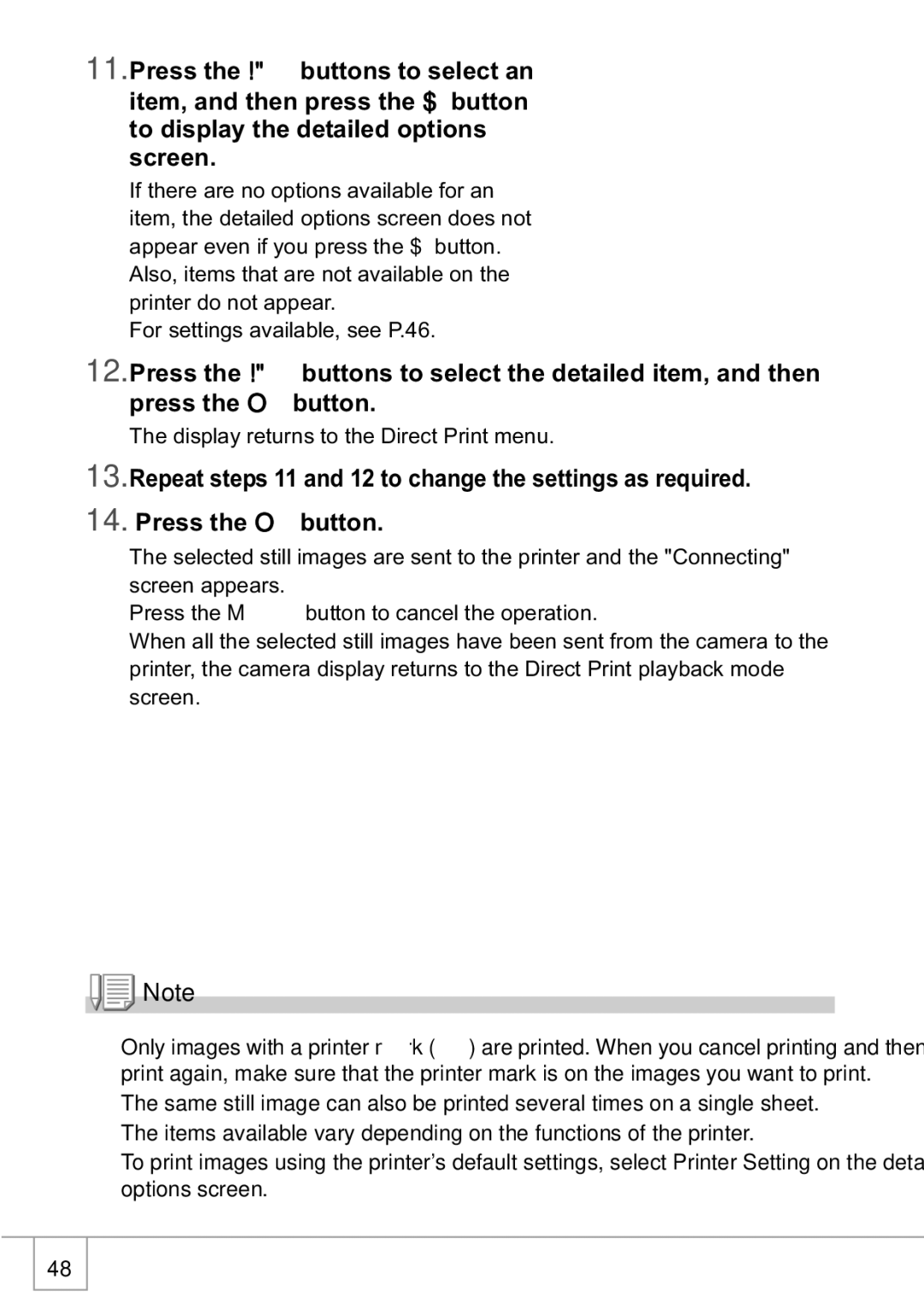 Ricoh R1v manual Display returns to the Direct Print menu 