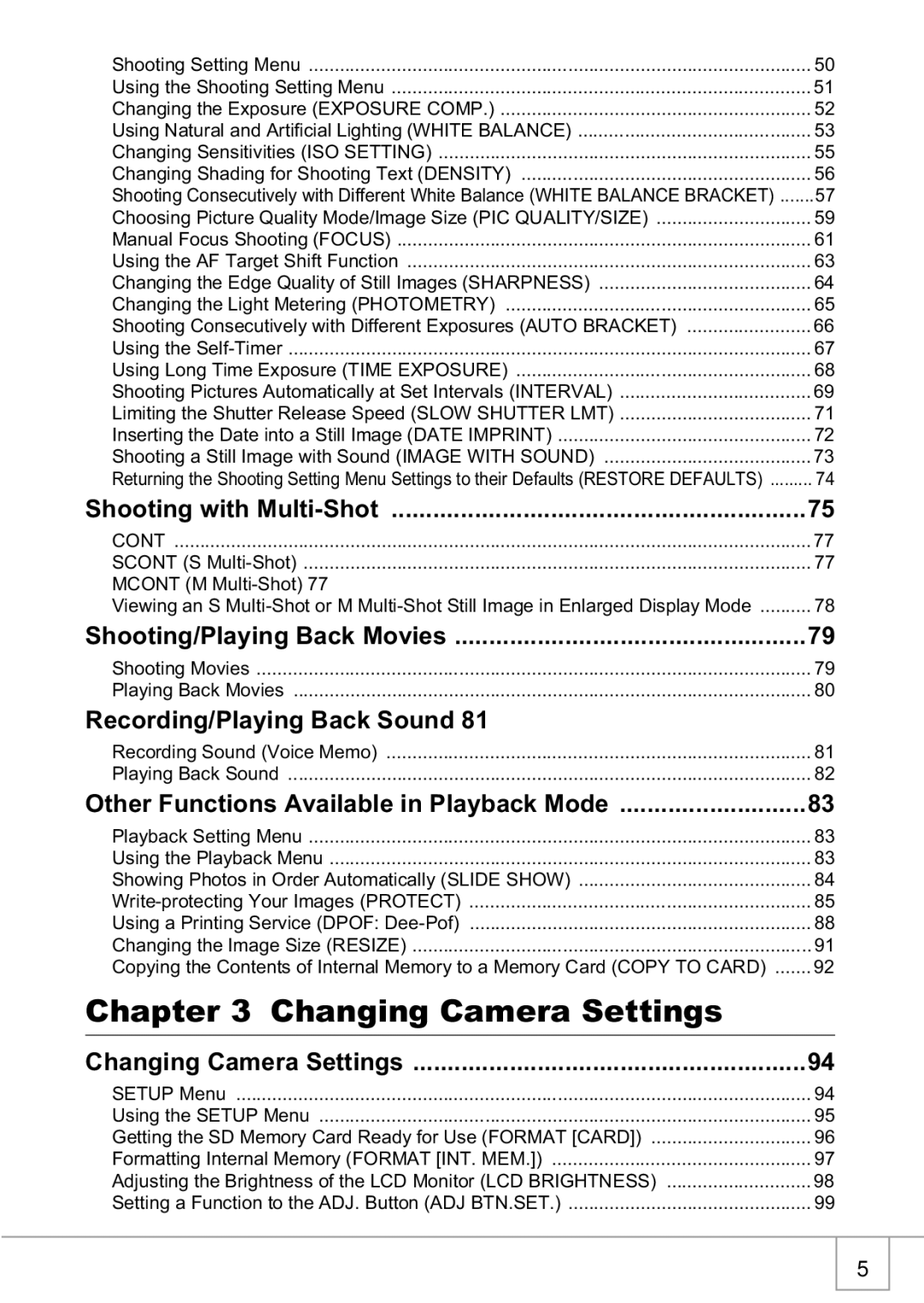 Ricoh R1v manual Changing Camera Settings, Recording/Playing Back Sound 