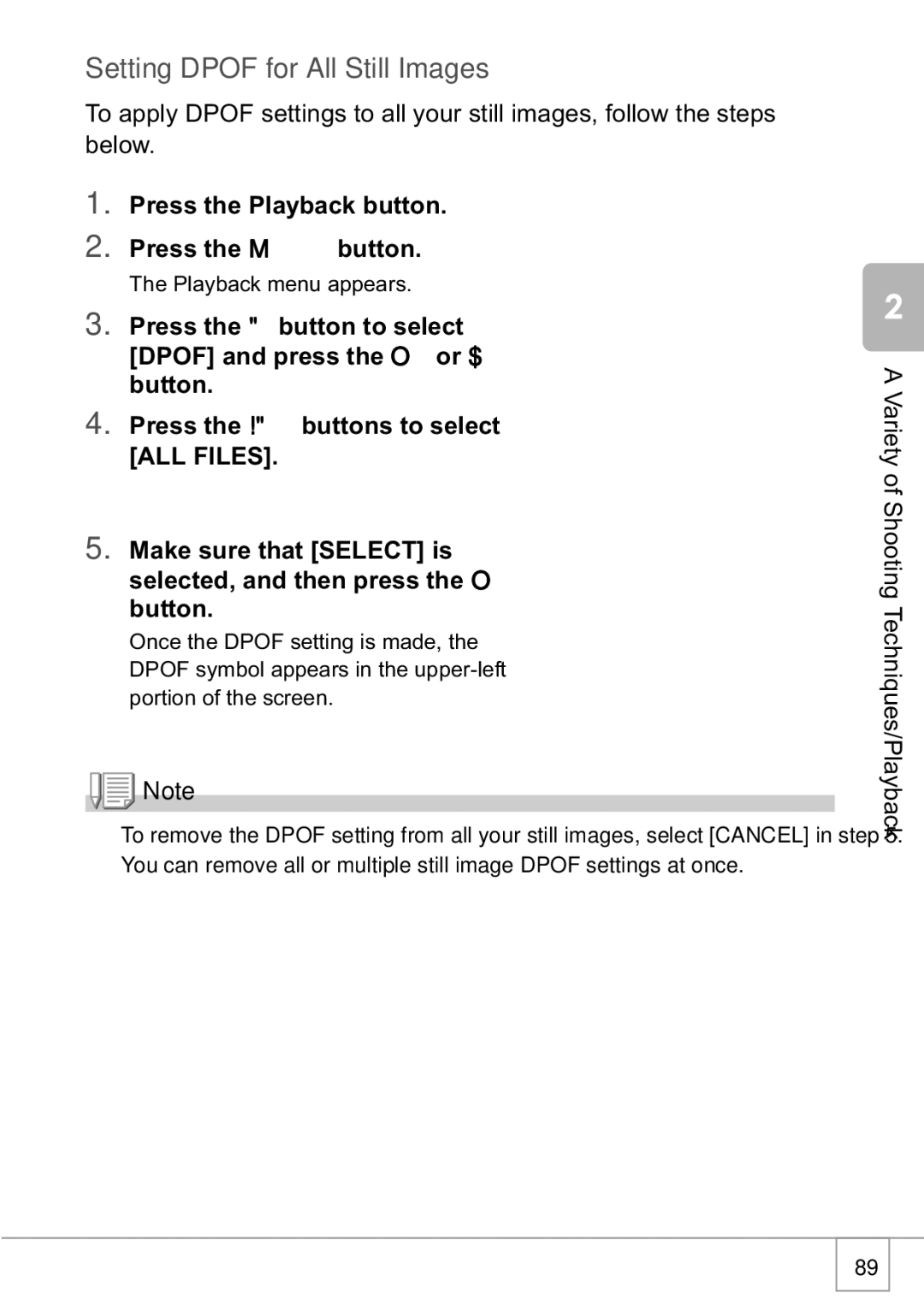 Ricoh R1v manual Setting Dpof for All Still Images, Press the Playback button Press the M button 