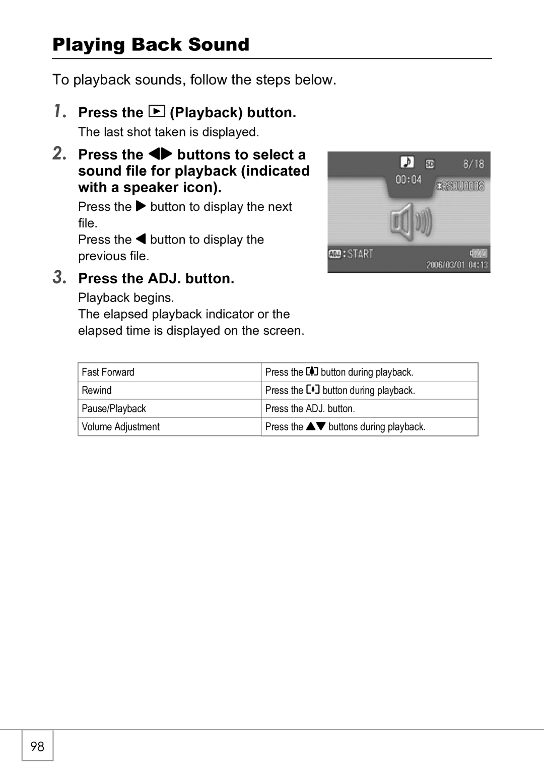 Ricoh R4 manual Playing Back Sound 