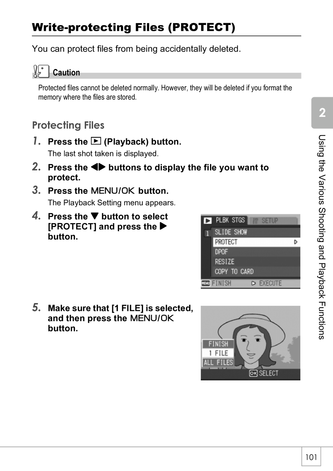 Ricoh R4 manual Write-protecting Files Protect, Protecting Files 