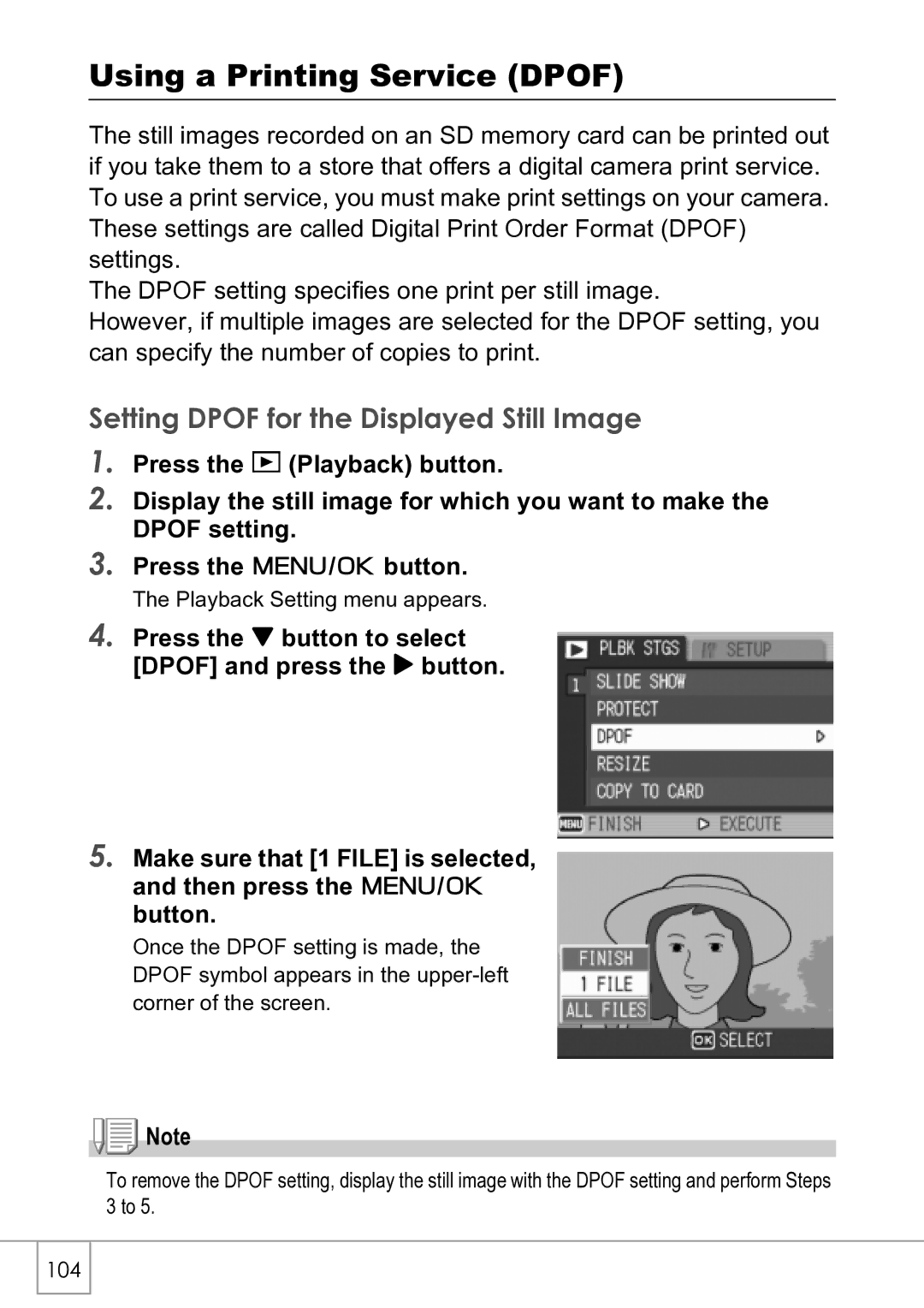 Ricoh R4 manual Using a Printing Service Dpof, Setting Dpof for the Displayed Still Image 