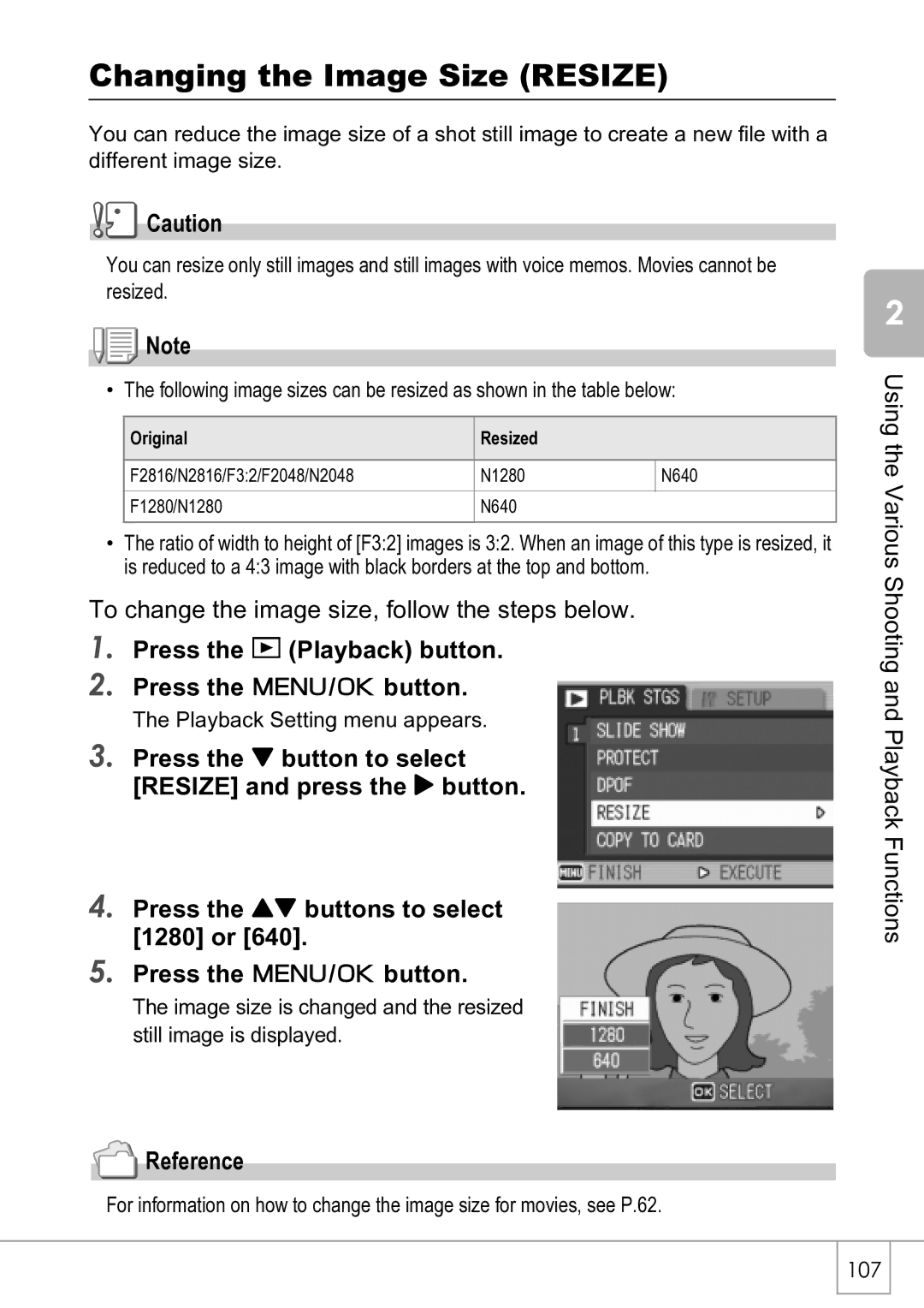 Ricoh R4 manual Changing the Image Size Resize, Original Resized 