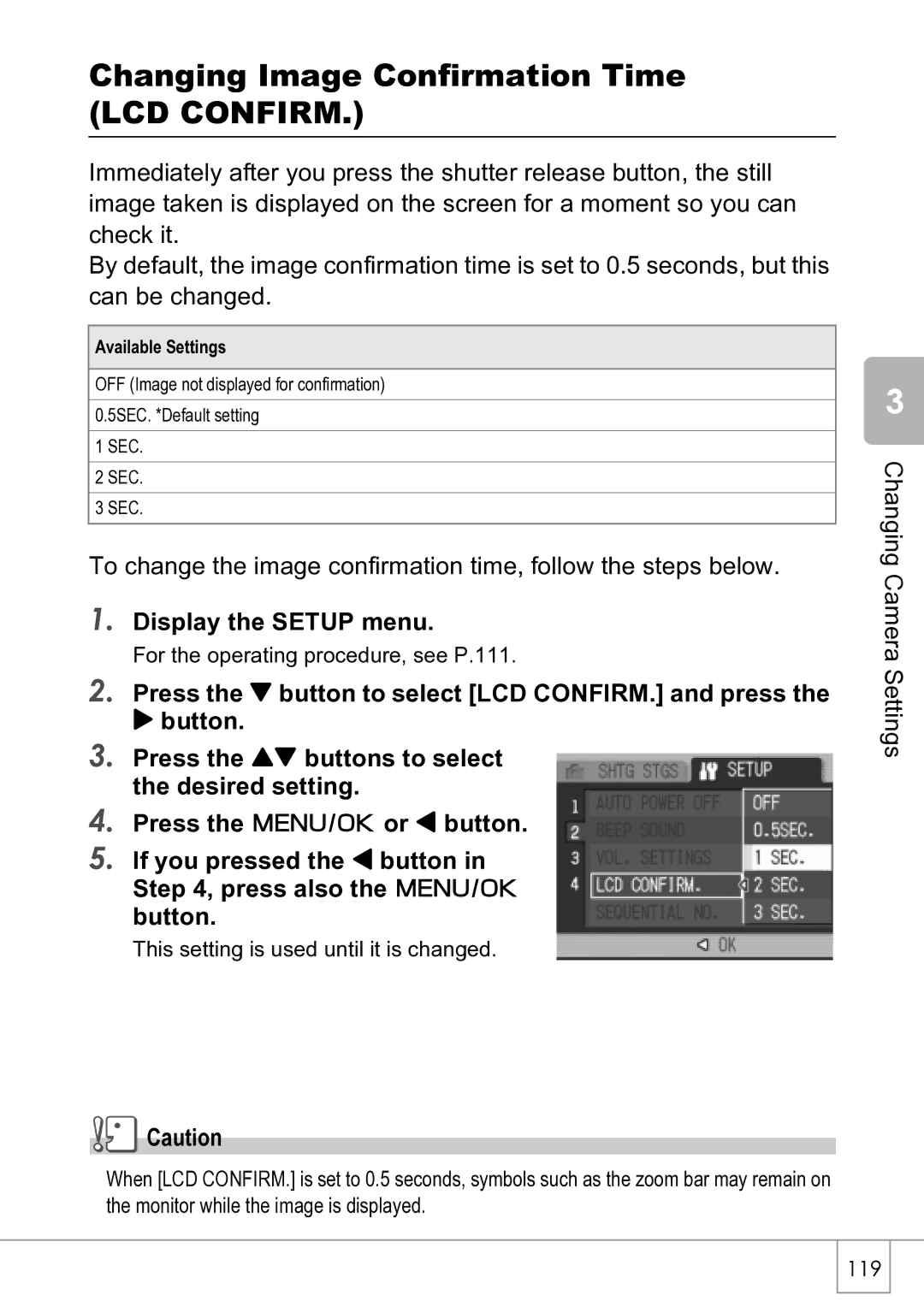 Ricoh R4 manual Changing Image Confirmation Time LCD Confirm 