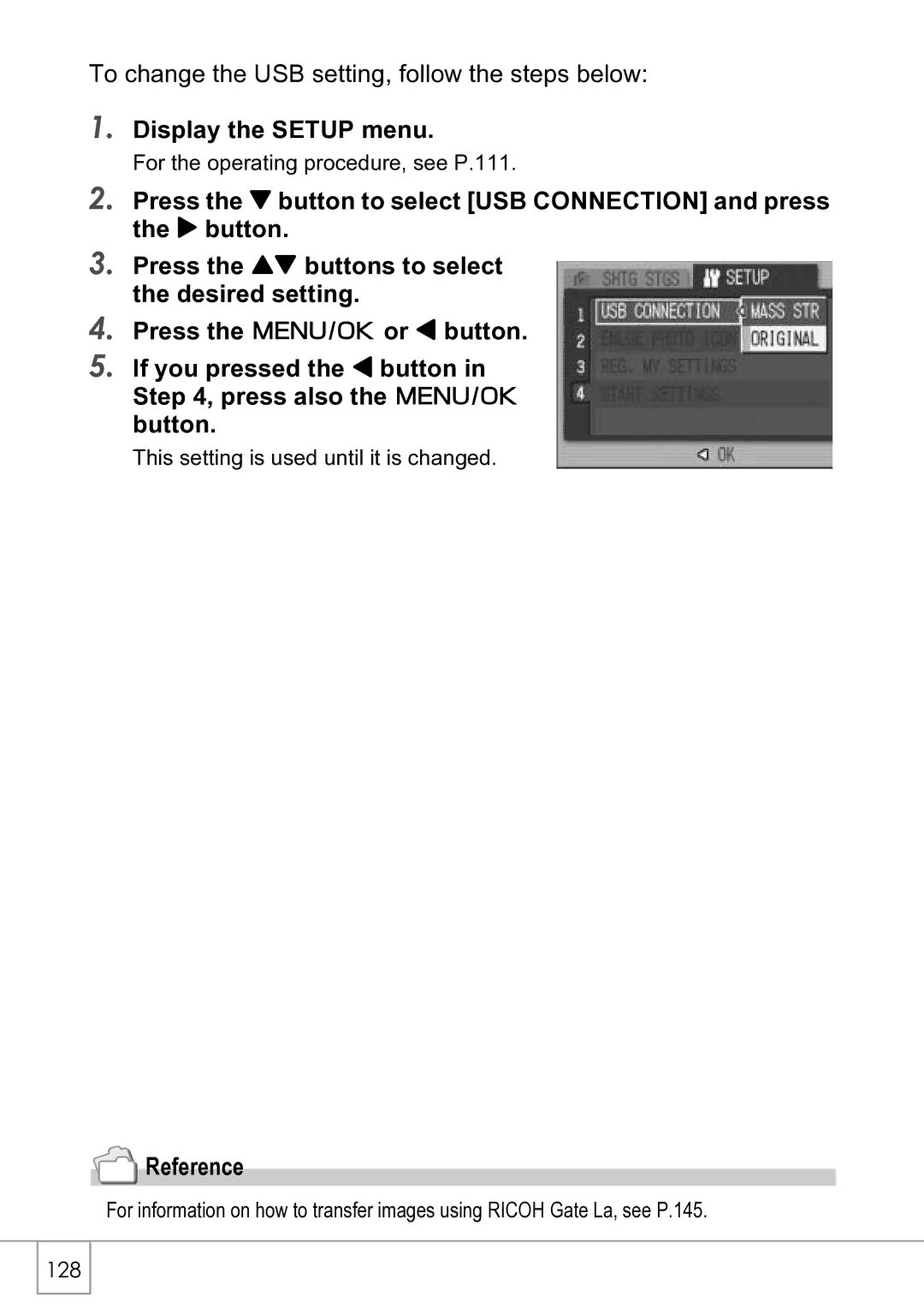 Ricoh R4 manual To change the USB setting, follow the steps below 