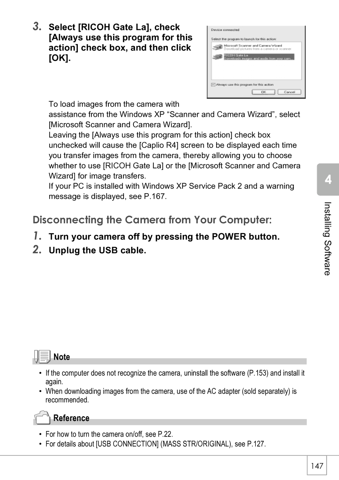 Ricoh R4 manual Disconnecting the Camera from Your Computer 