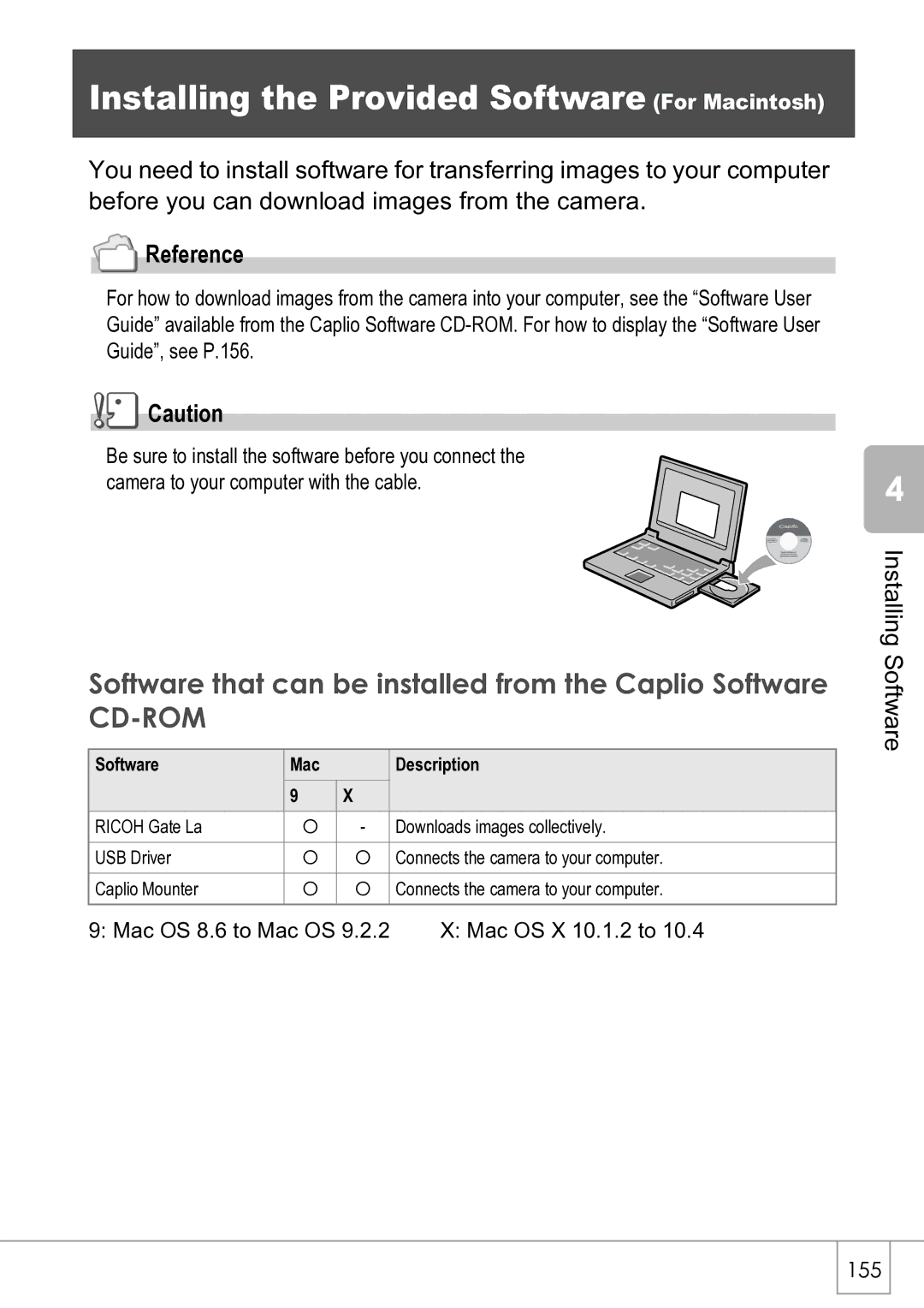 Ricoh R4 manual Installing the Provided Software For Macintosh, Software Mac Description 