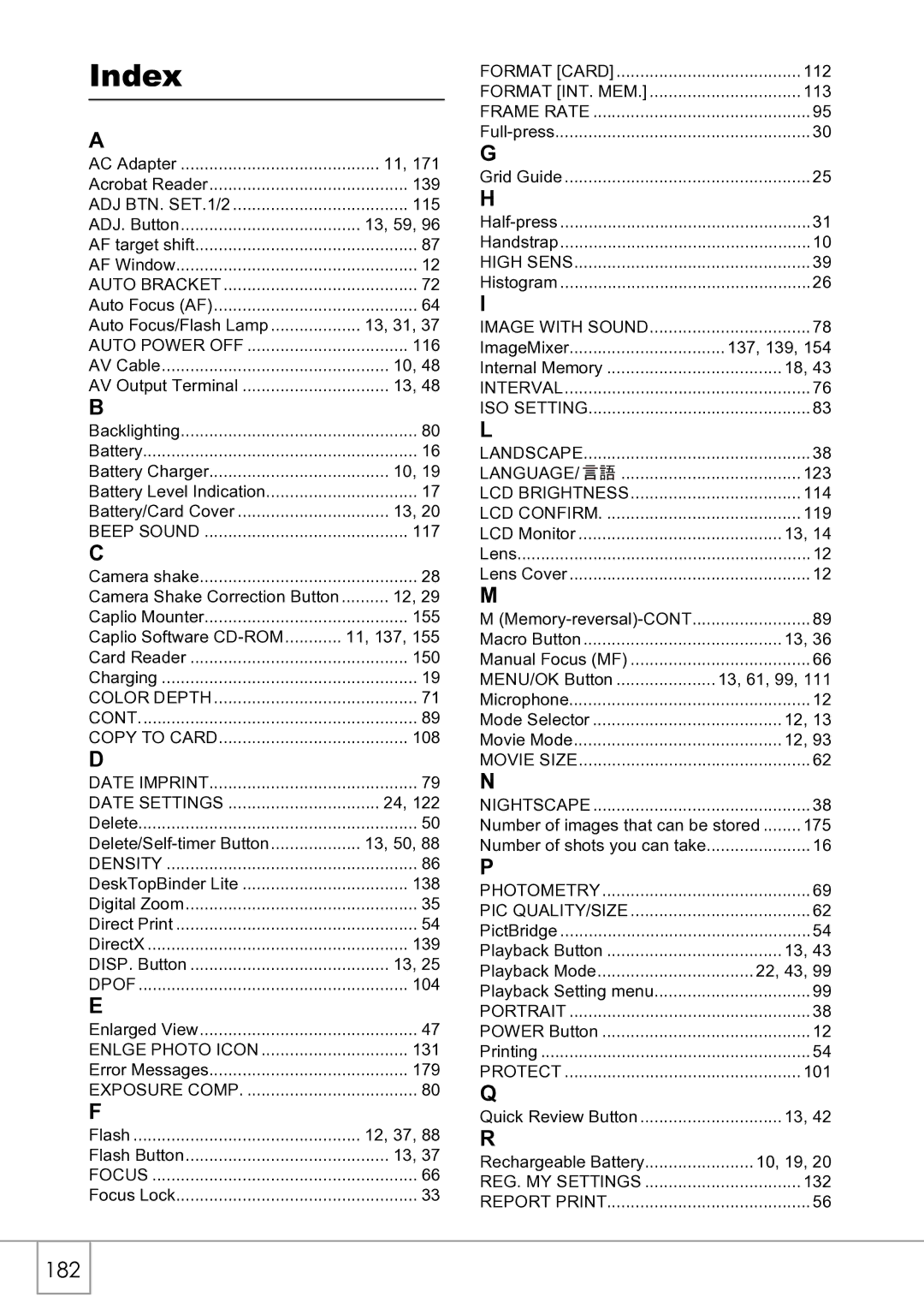 Ricoh R4 manual Index, Language 