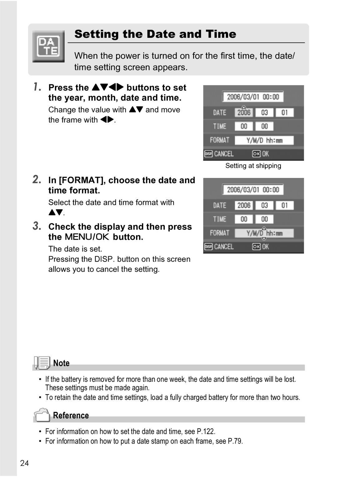 Ricoh R4 manual Setting the Date and Time, Press the !#$ buttons to set the year, month, date and time 