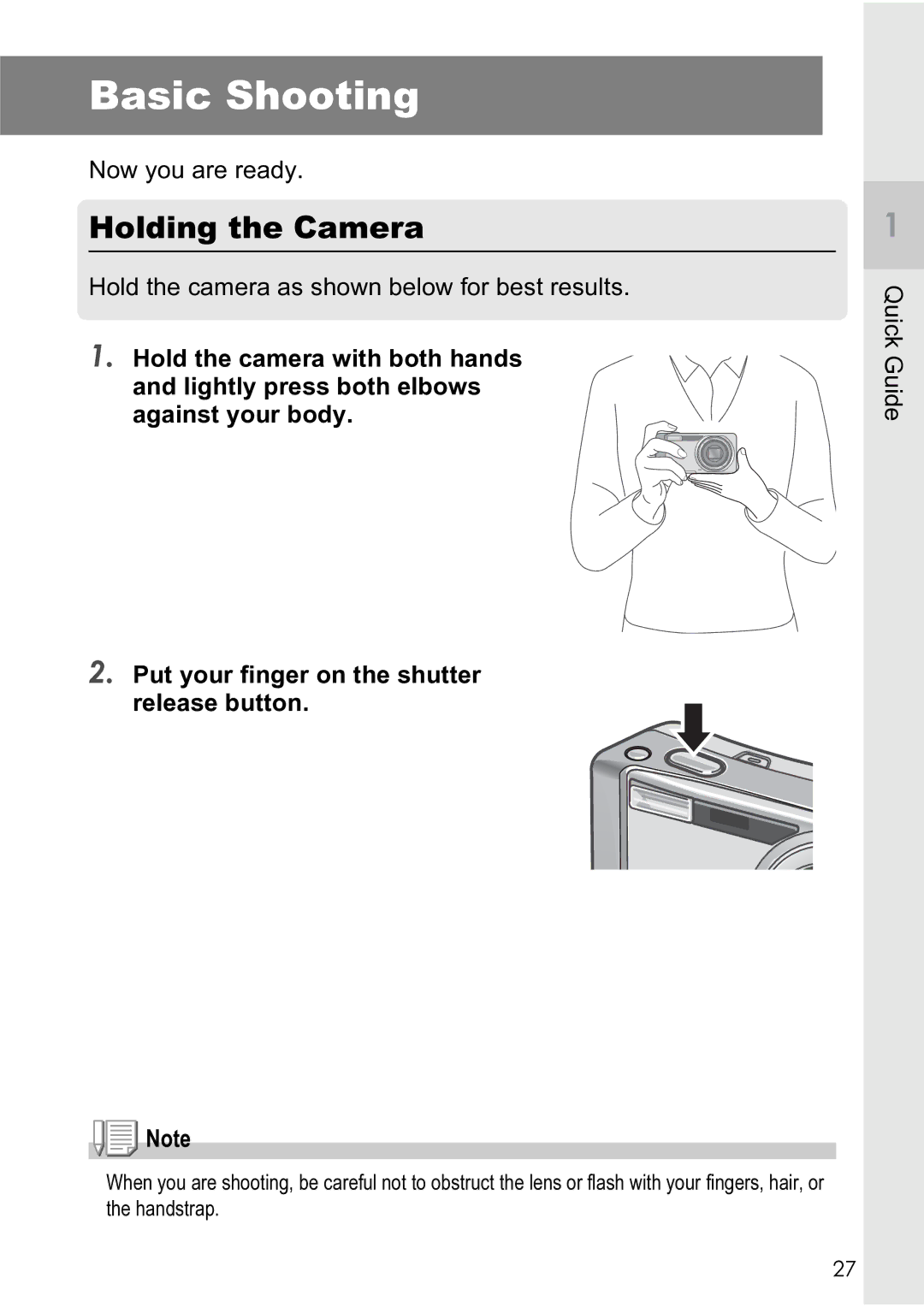 Ricoh R4 manual Basic Shooting, Holding the Camera 