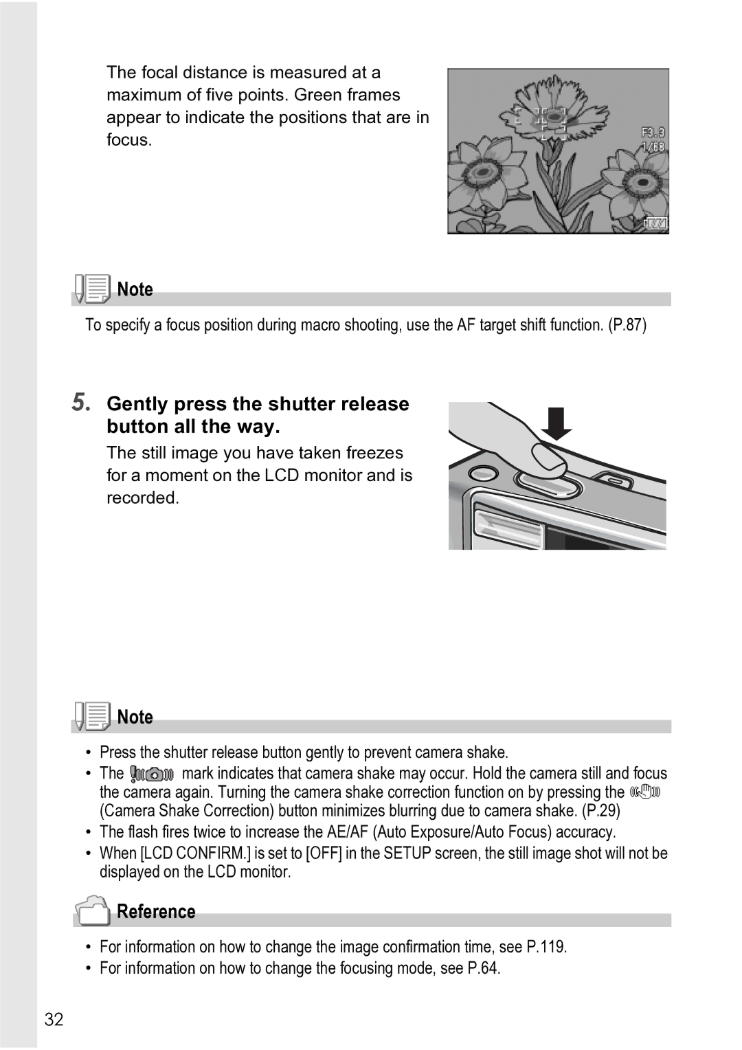 Ricoh R4 manual Gently press the shutter release button all the way, Reference 