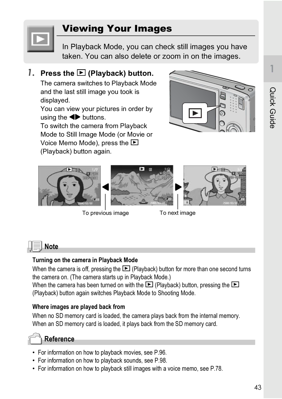 Ricoh R4 manual Viewing Your Images, Press the 6 Playback button, Turning on the camera in Playback Mode 