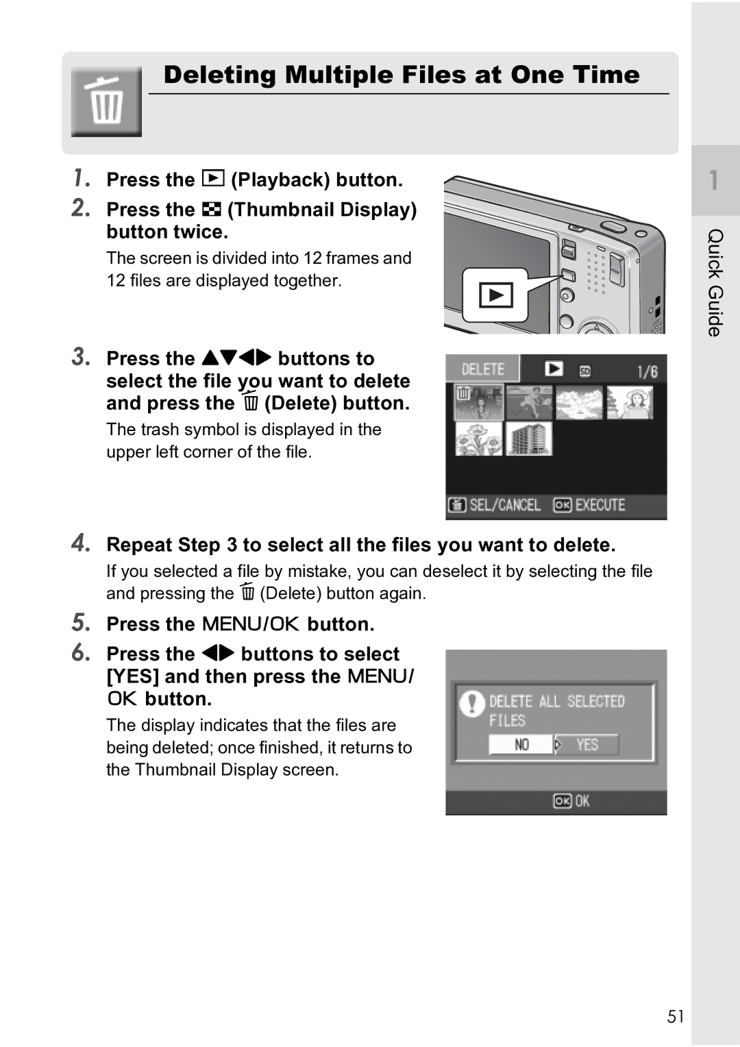 Ricoh R4 manual Deleting Multiple Files at One Time, Repeat to select all the files you want to delete 