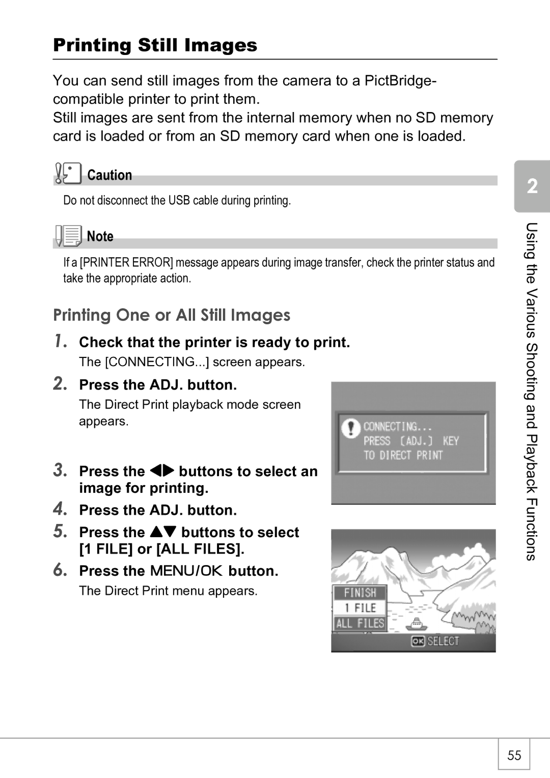 Ricoh R4 manual Printing Still Images, Printing One or All Still Images, Check that the printer is ready to print 