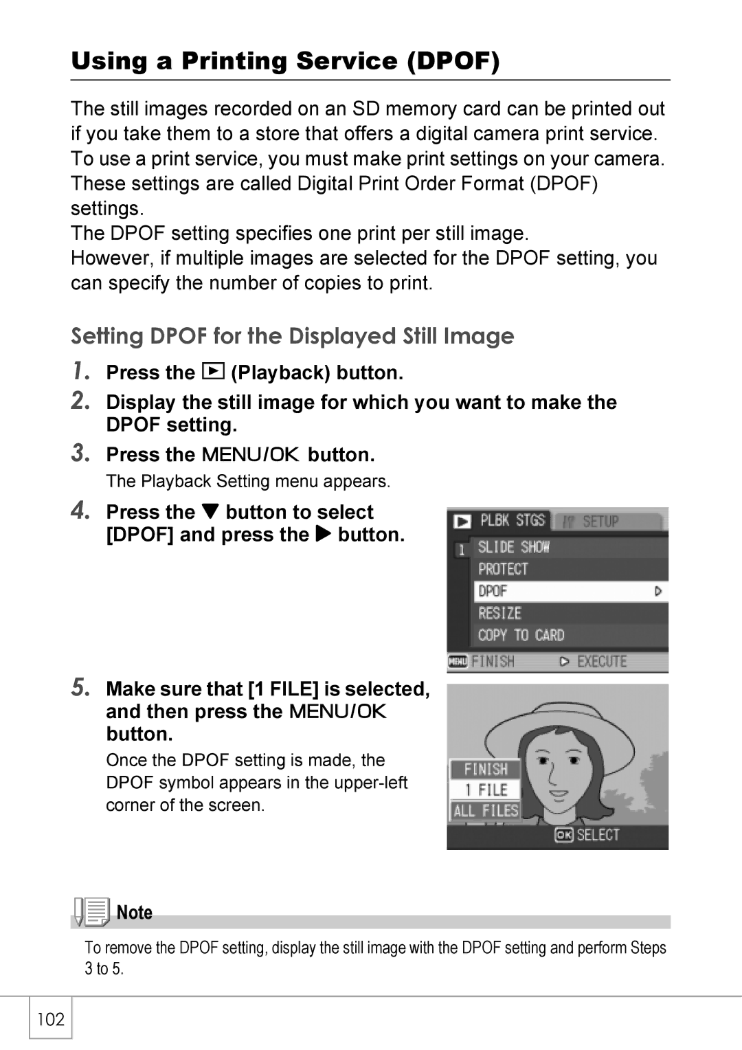 Ricoh R40 manual Using a Printing Service Dpof, Setting Dpof for the Displayed Still Image 