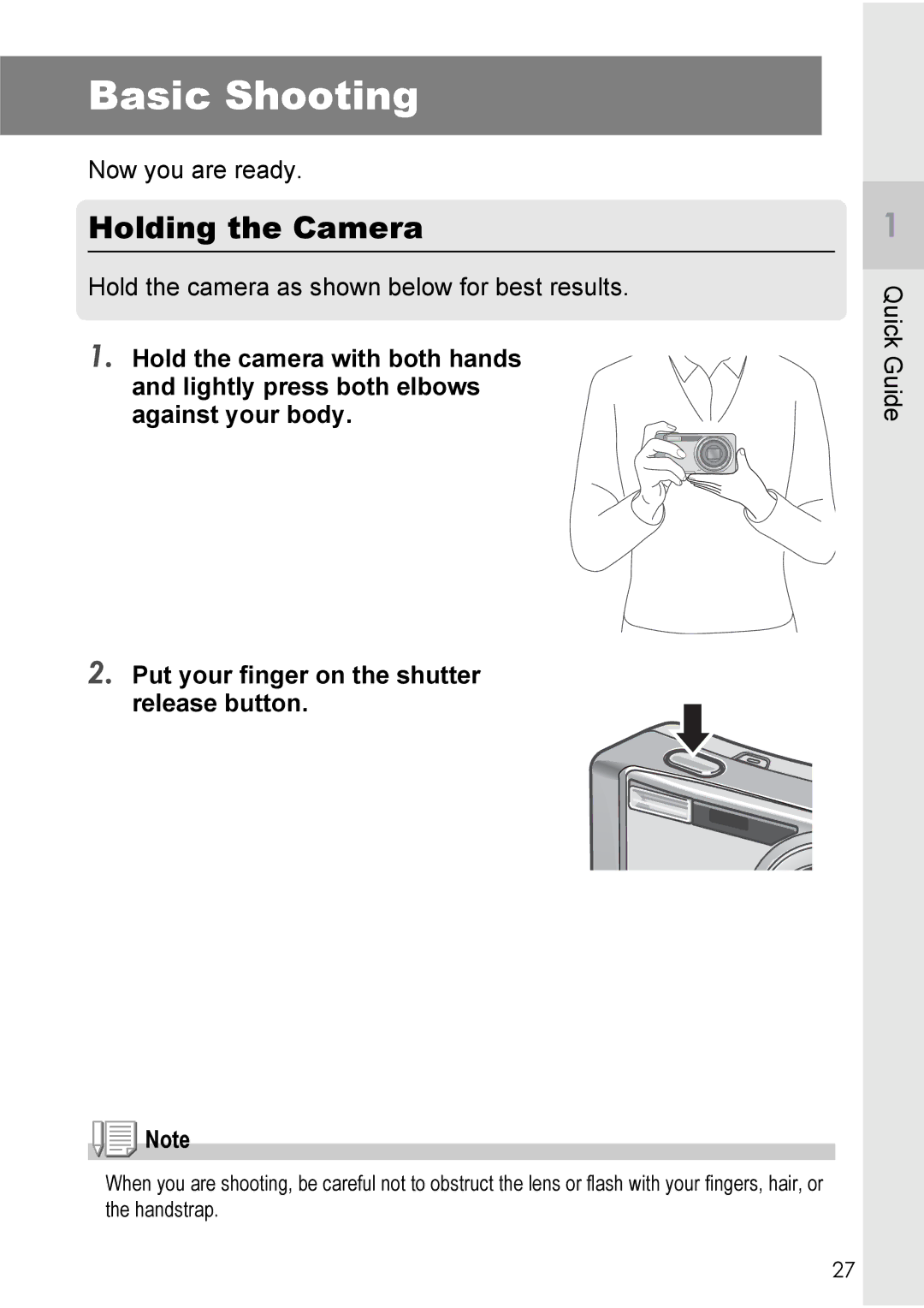 Ricoh R40 manual Basic Shooting, Holding the Camera 