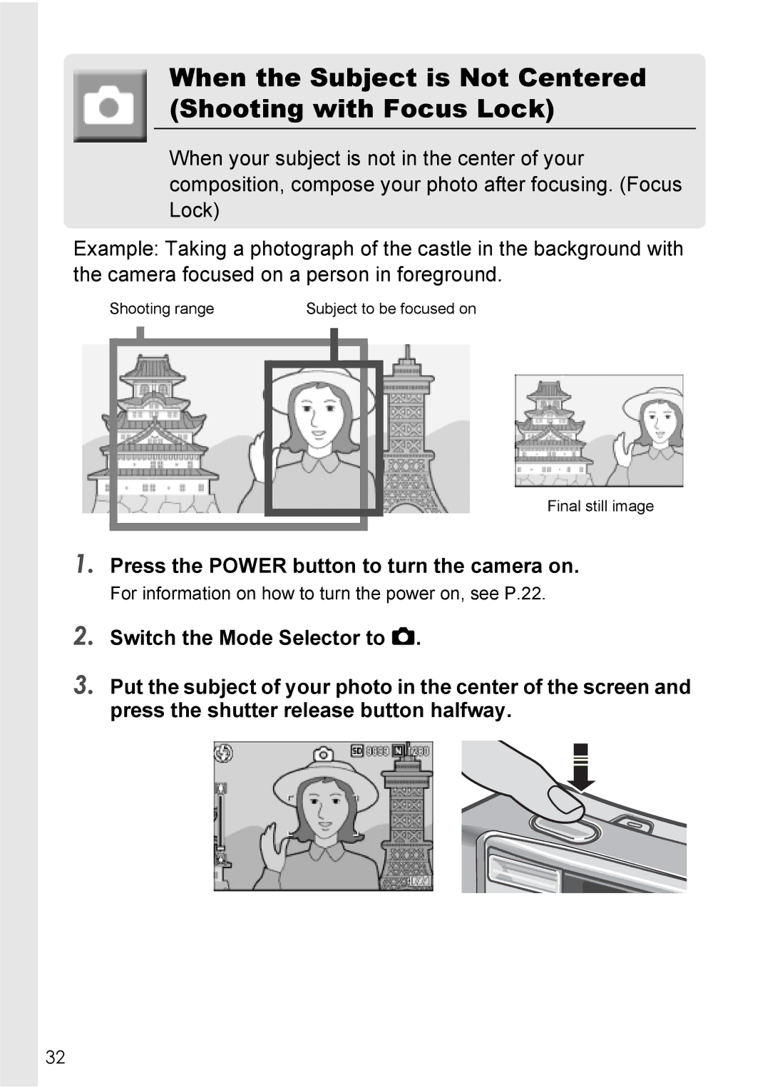 Ricoh R40 manual When the Subject is Not Centered Shooting with Focus Lock 