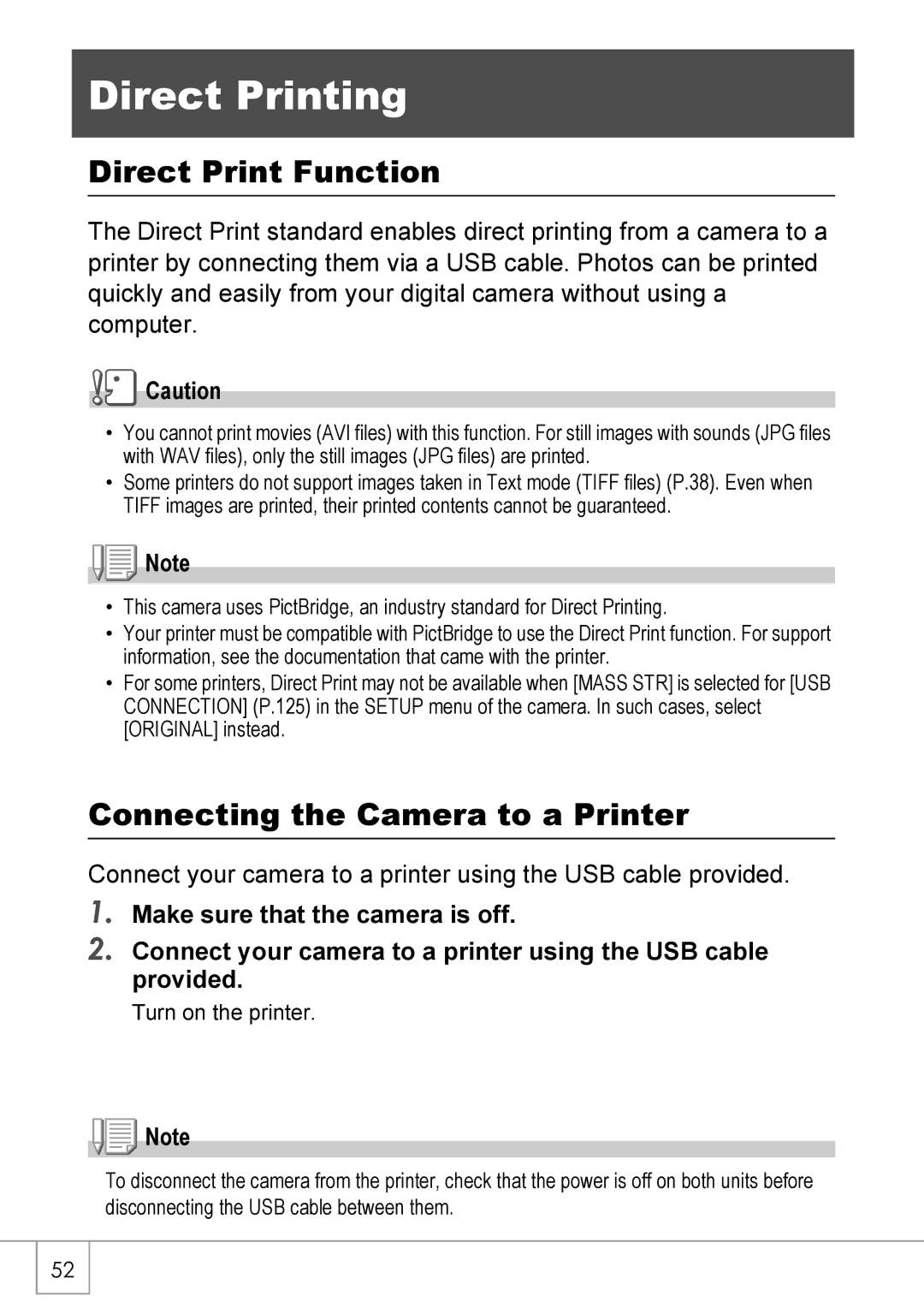 Ricoh R40 manual Direct Printing, Direct Print Function, Connecting the Camera to a Printer 