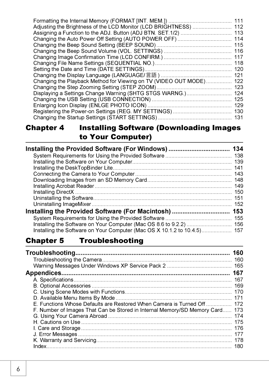 Ricoh R40 manual Chapter Troubleshooting, Troubleshooting 160, Appendices 167 