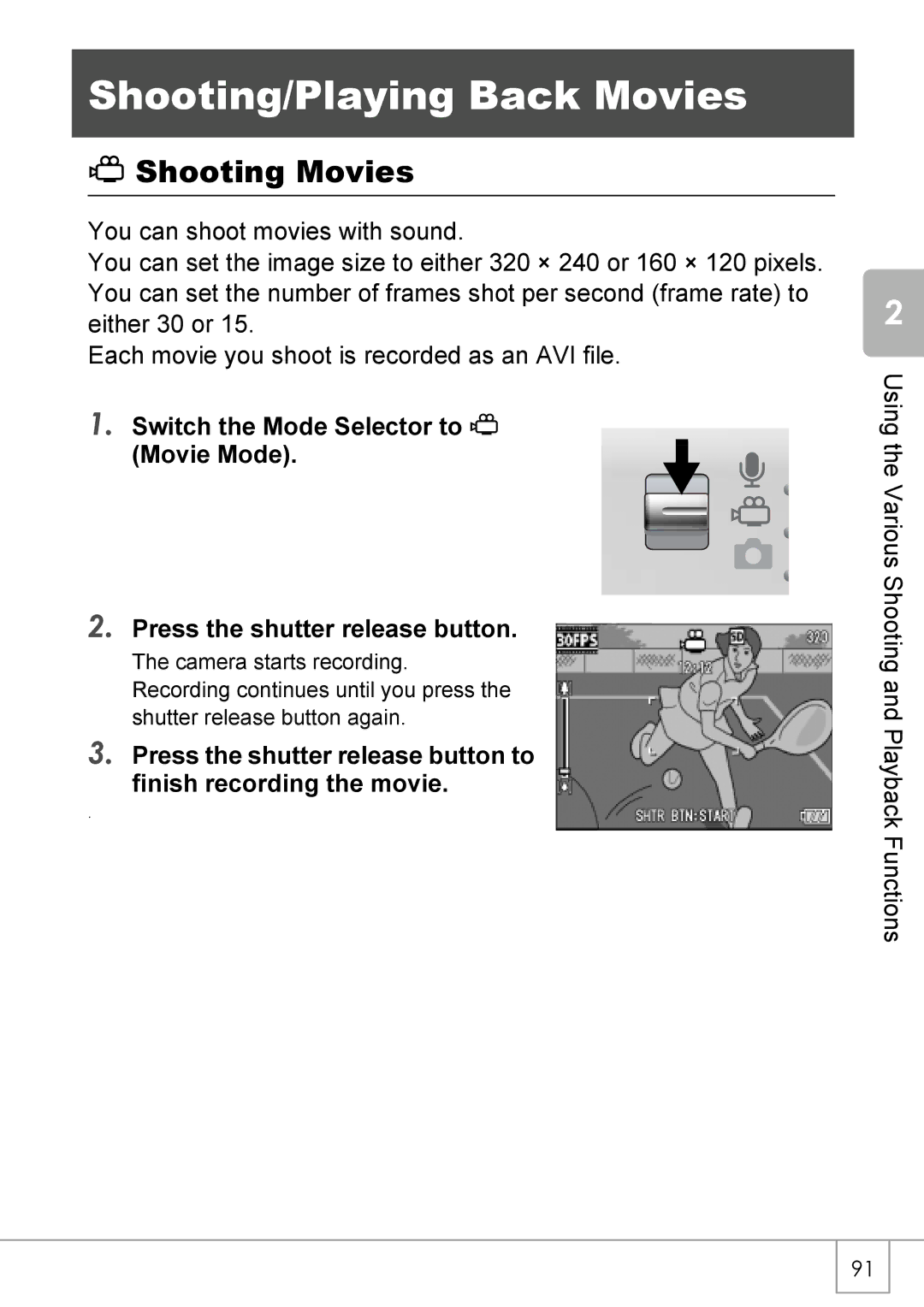 Ricoh R40 manual Shooting/Playing Back Movies, Shooting Movies 