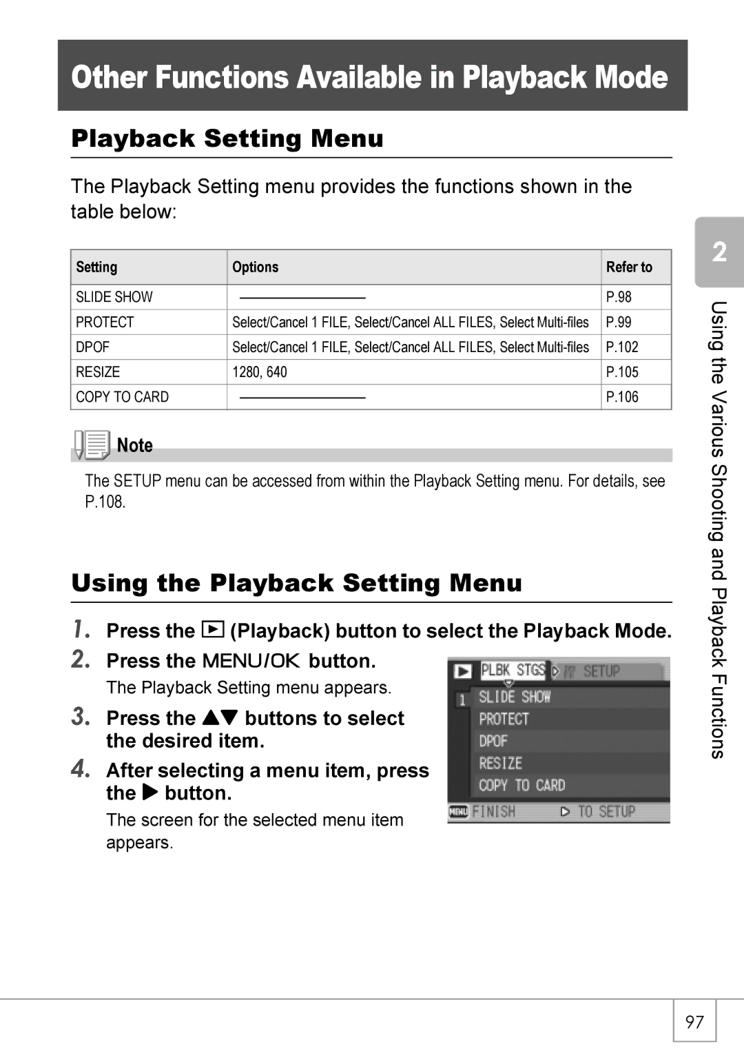 Ricoh R40 manual Using the Playback Setting Menu 